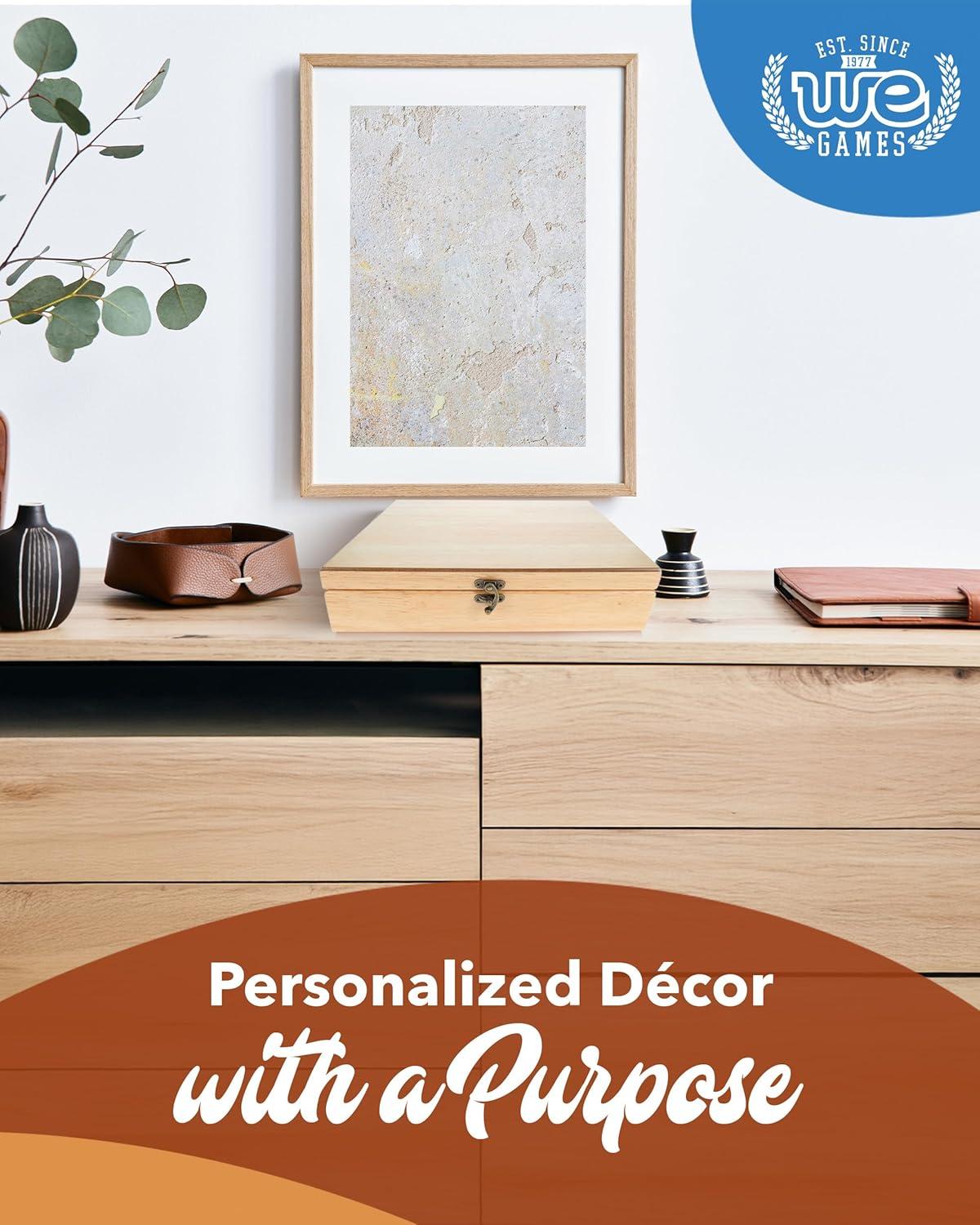 WE Games Wooden Keepsake Stash Box, Decorative Memory or Storage Box