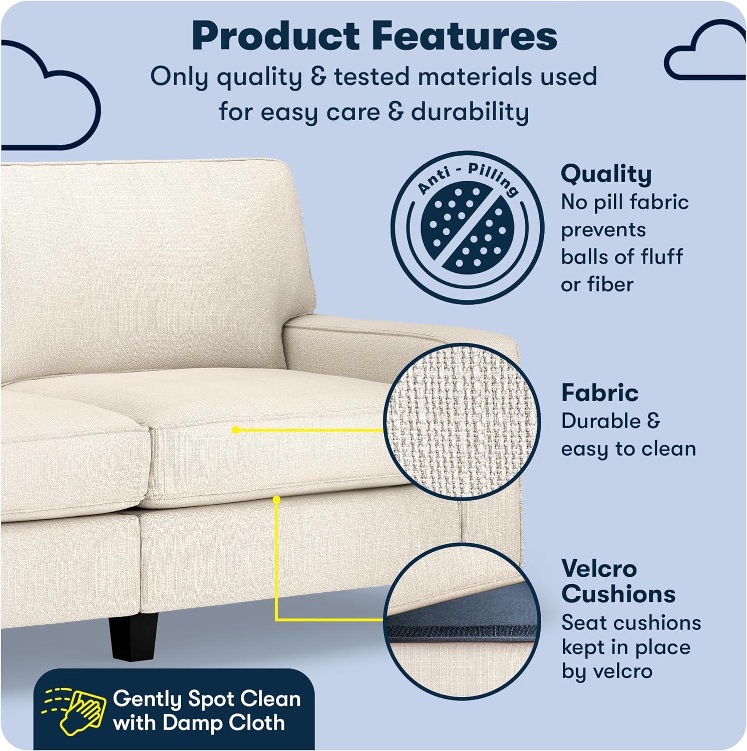 Serta Palisades 73" Track Arm Sofa, Easy Care Fabric, Soft Pillow Back, Pocket Coil Seat Cushions