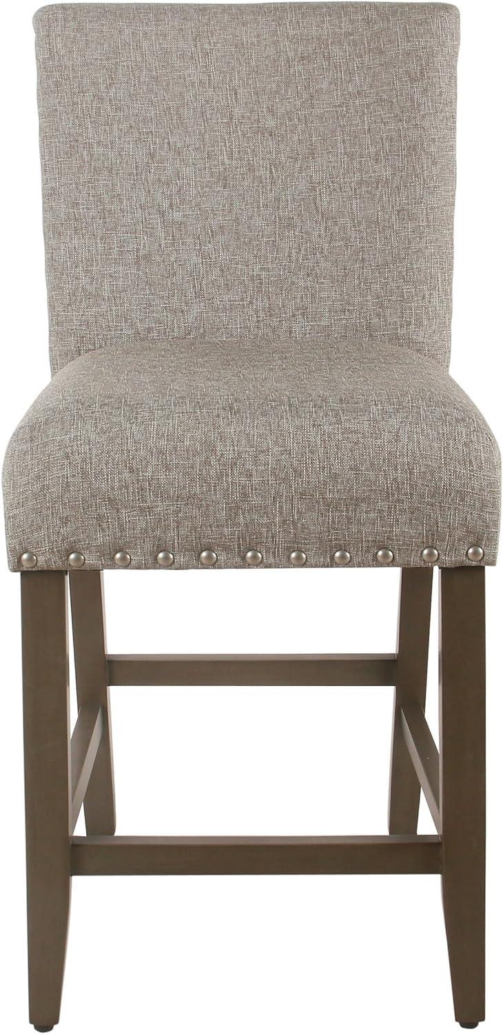 Sterling Gray 24" Upholstered Wood and Acrylic Counter Stool with Nailhead Trim