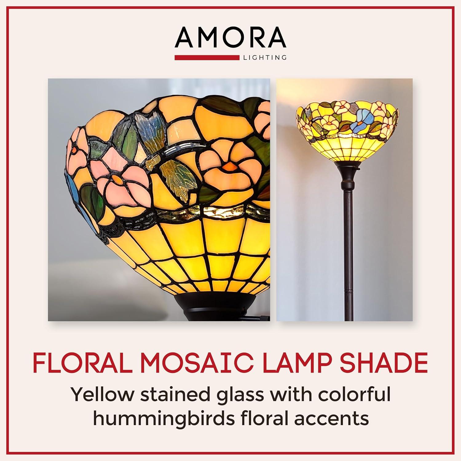 Amora Lighting White Color Torchiere Floor Lamp 72" Tall