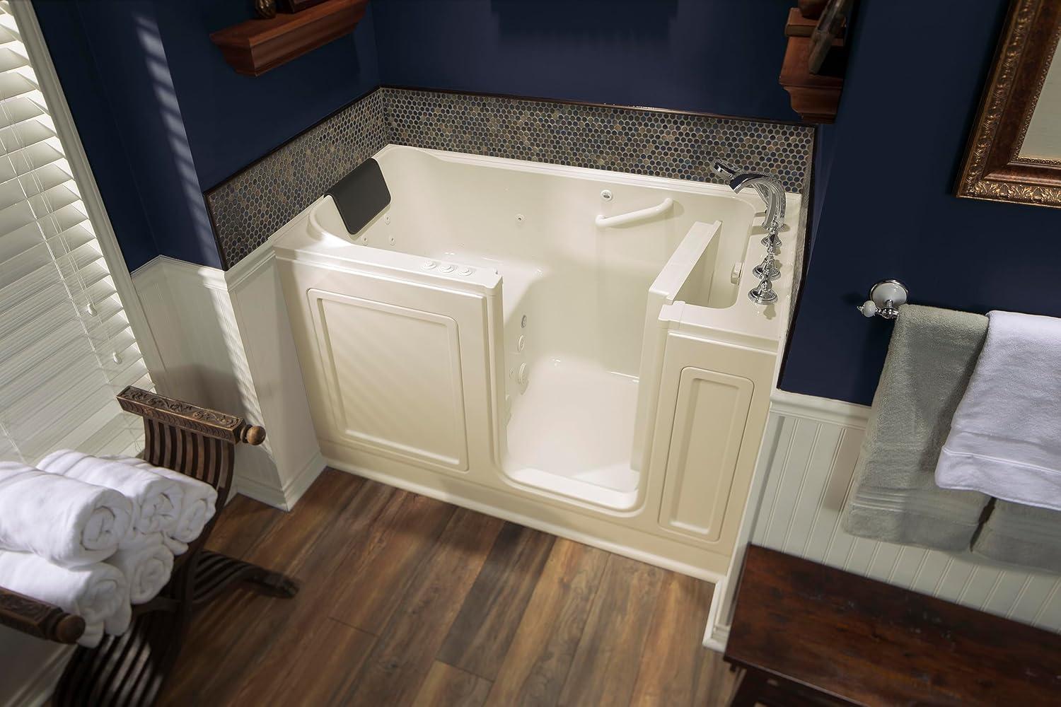 Linen Acrylic 60" Right Hand Walk-In Whirlpool Bathtub