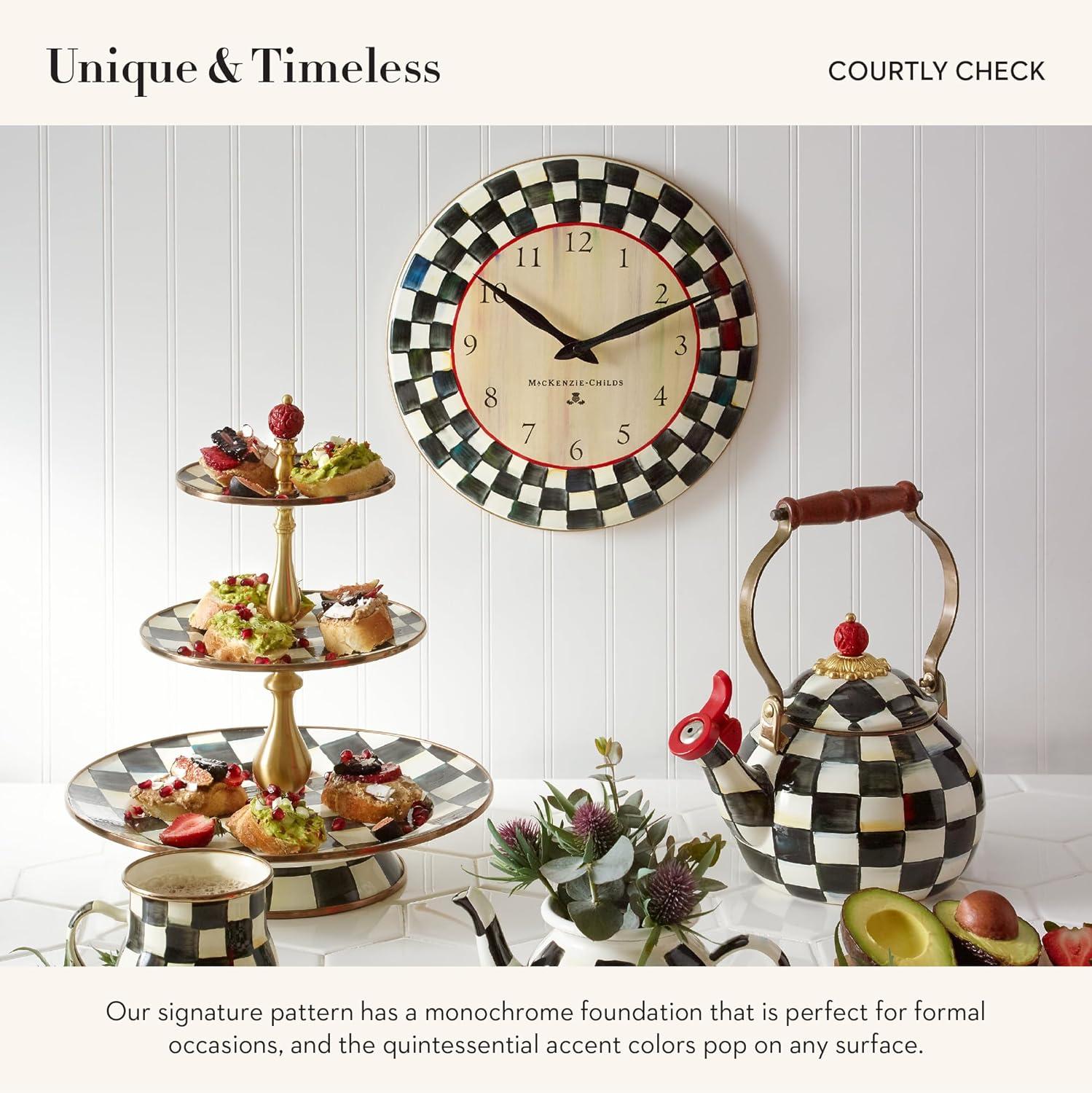 Black-and-White Courtly Check Hand-Painted Steel Wall Clock