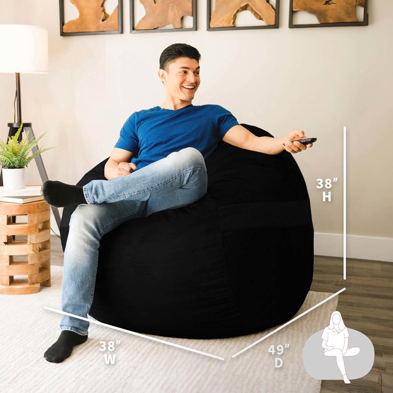 Big Joe Large 4 Foot Foam Filled Bean Bag Chair with Soft Removeable Cover
