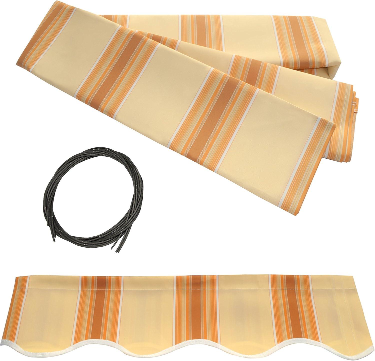 ALEKO 13'x10' Retractable Awning Fabric Replacement, Multi Striped Yellow Color