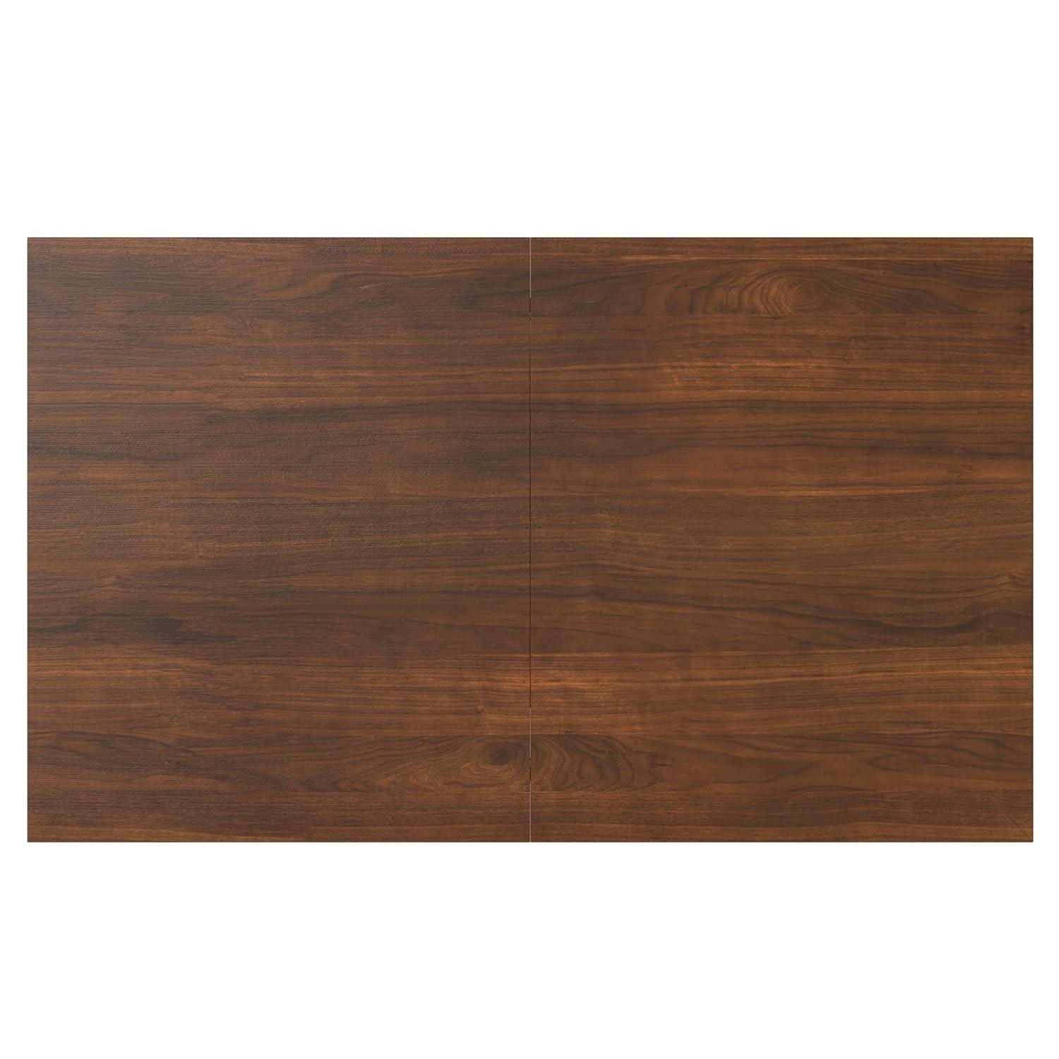 Draper 66-84"W Walnut Extendable Dining Table, Mid-Century Modern Style