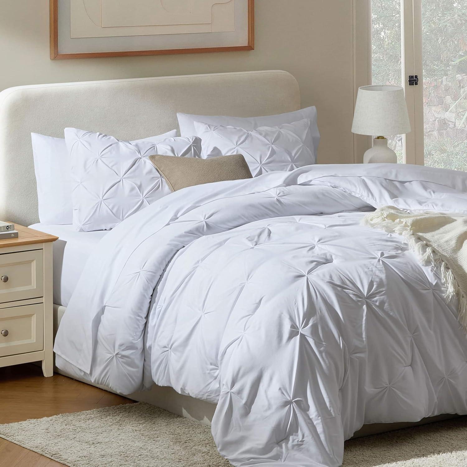 Nestl Bed-in-A-Bag Pleated Comforter Set with Bed Sheets