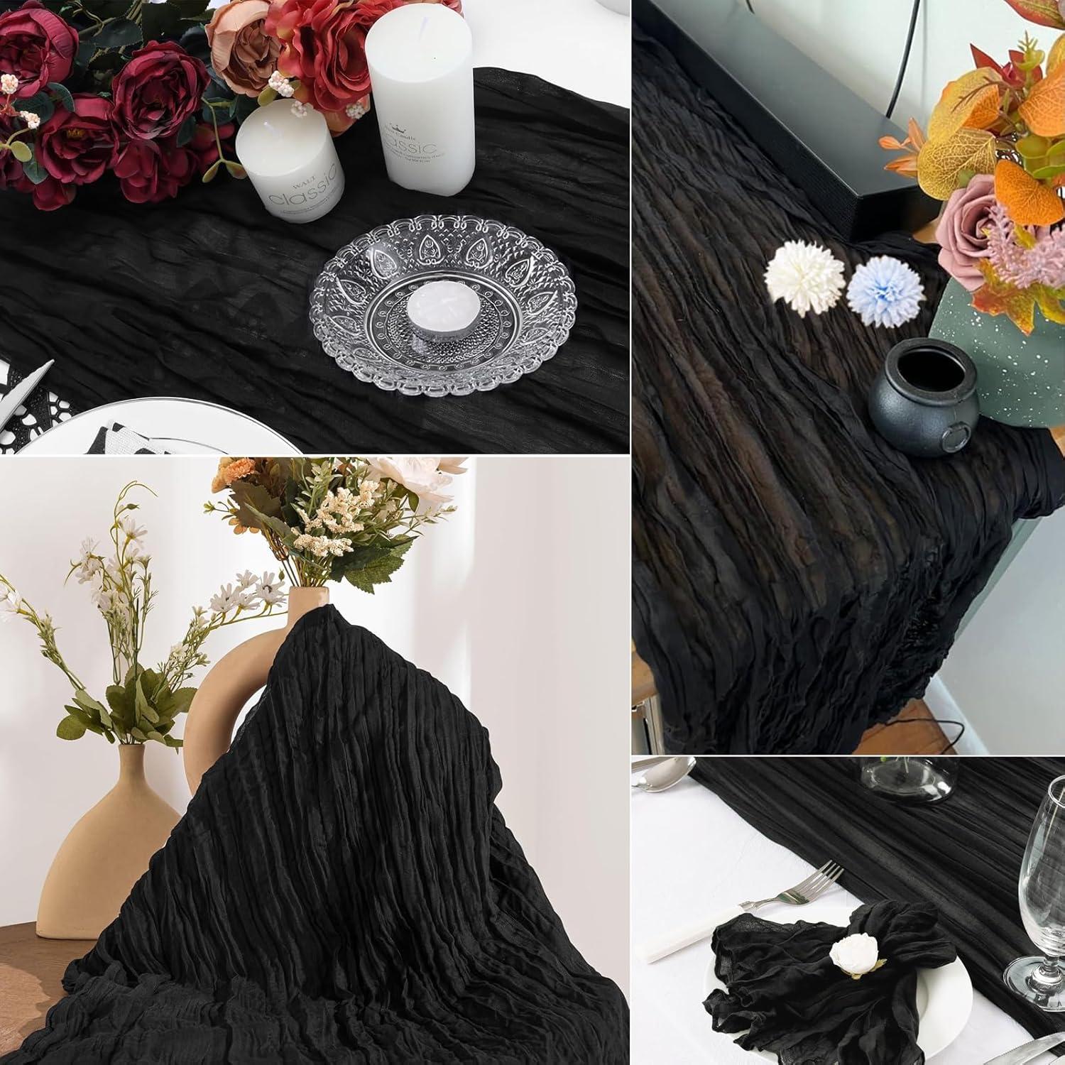 Mint Green Cheesecloth Table Runner 6 Pack 35" Boho Gauze Runner 120 inches Long Tablecloth Runner Rustic Sheer Fabric Bulk for Baby Shower Wedding Bridal Birthday Party Table Decorations