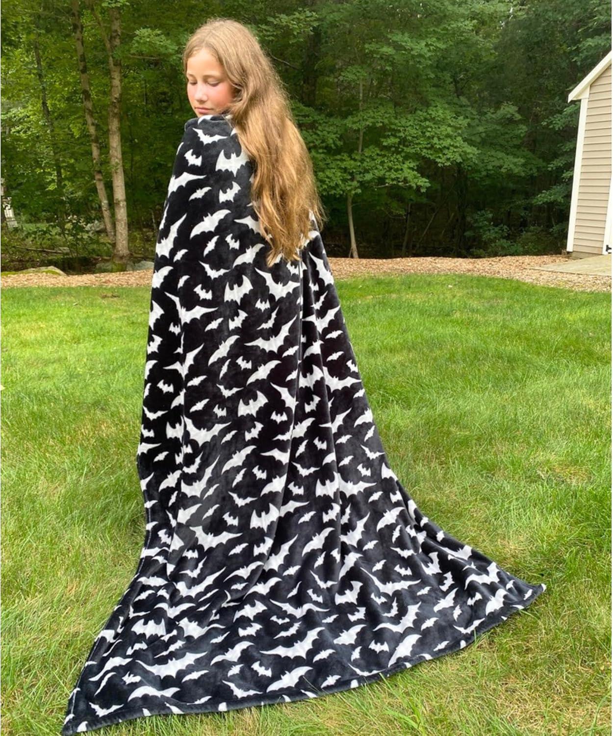 Halloween Black and Silver Fleece Throw Blanket 50" x 70"