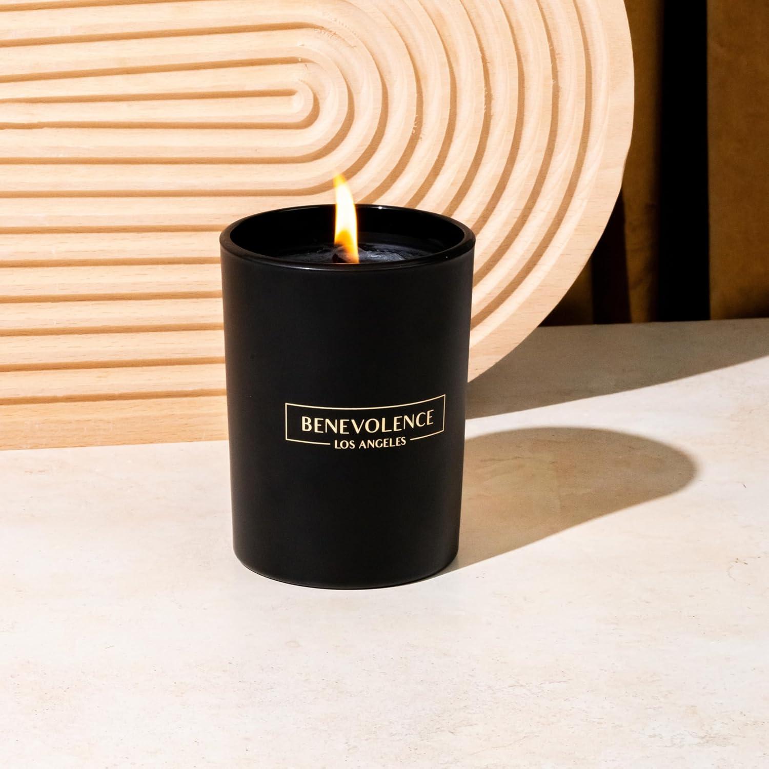 Benevolence LA  Black Wax  Scented Candle With Santal Scent- 10 oz