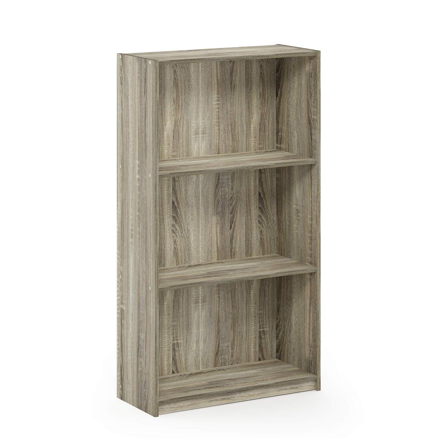 Basic 3-Tier Bookcase Storage Shelves, Sonoma Oak