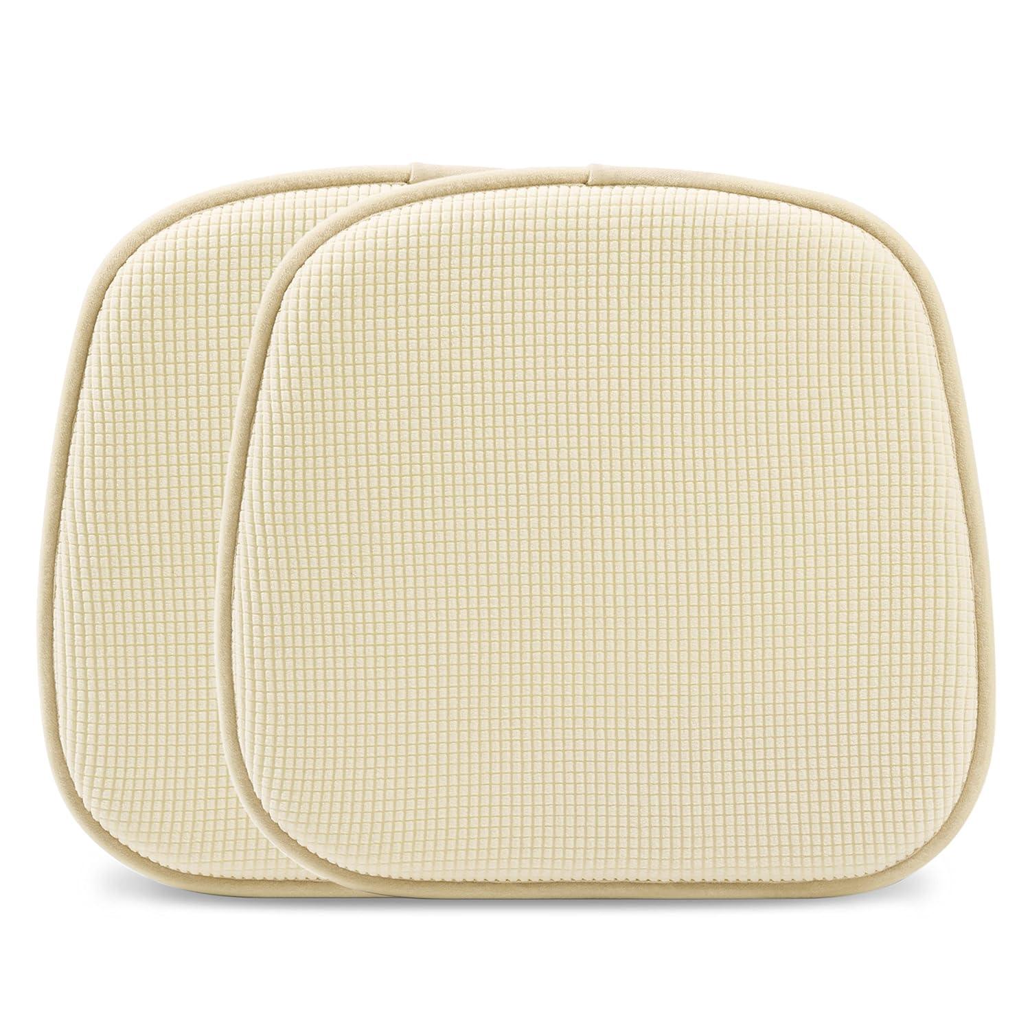 Shinnwa Chair Cushions for Dining Chairs Set of 4 Comfortable Kitchen Chair Pads Slip Resistant Backing Washable Seat Cushions,15" x 16",Beige