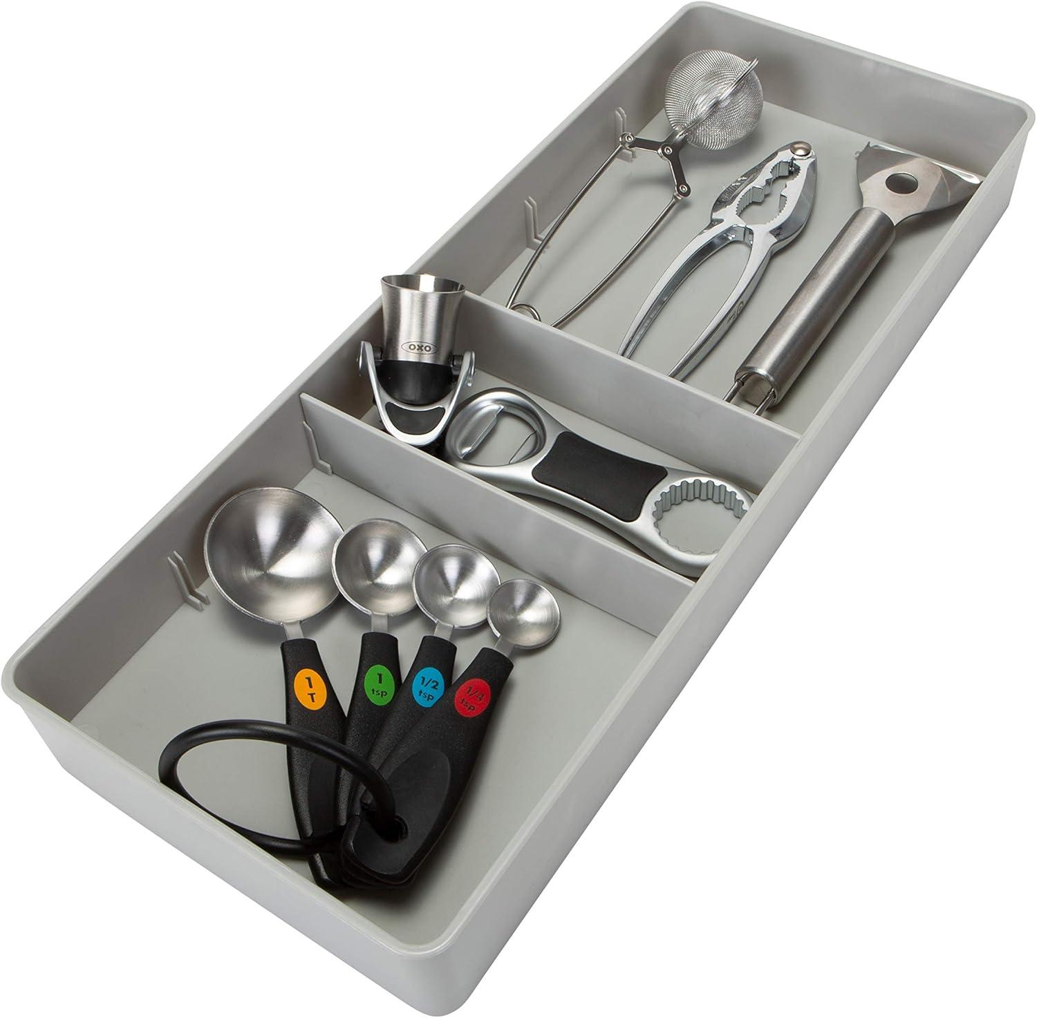 Kitchen Details Adjustable Drawer Organizer in Grey