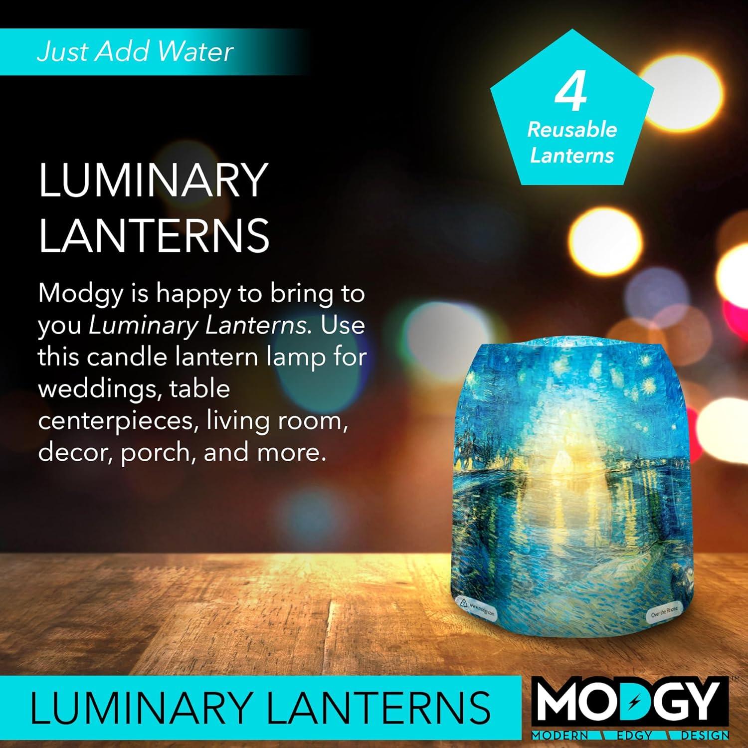 Starry Night Blue Flameless Floating LED Lanterns Set