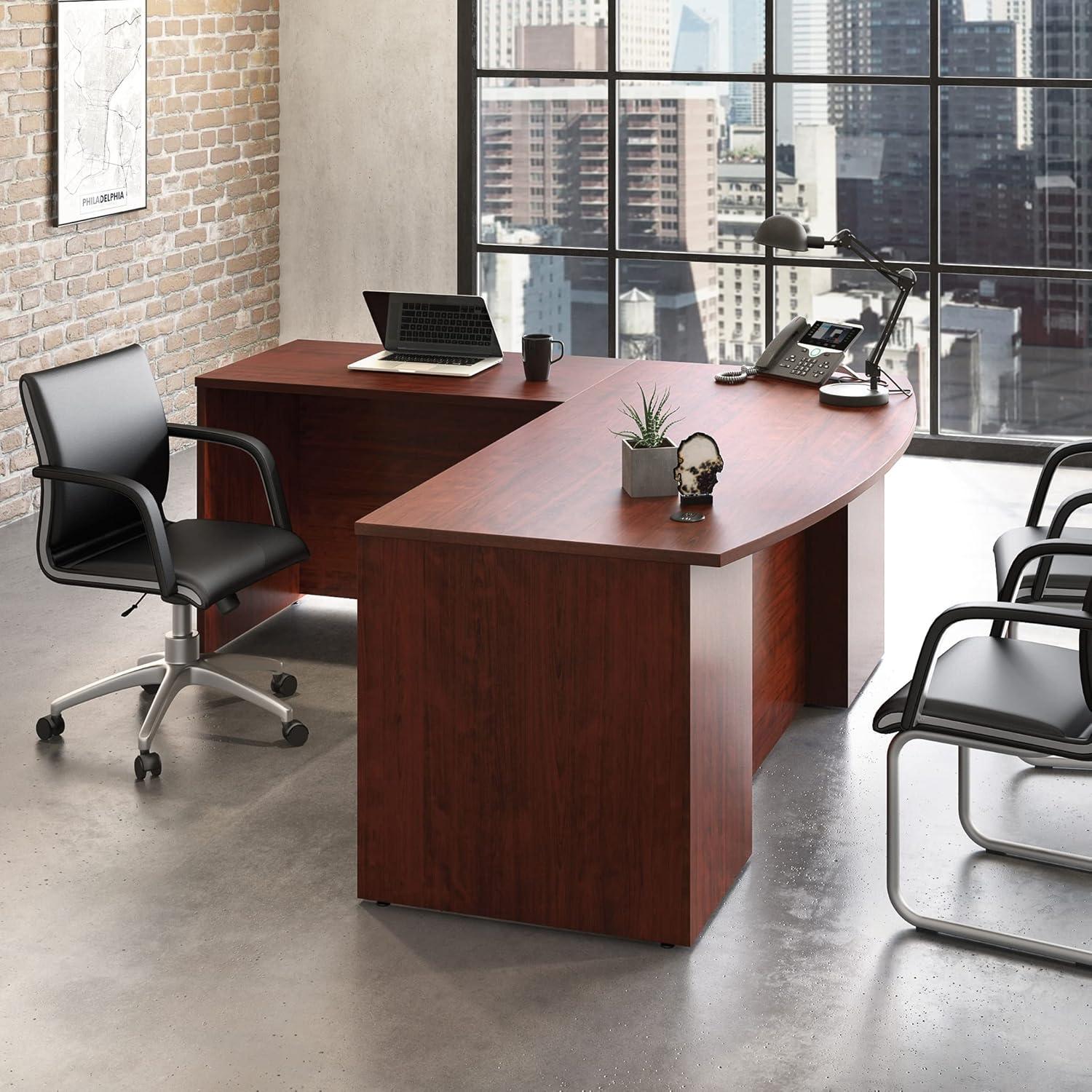 Classic Cherry 72" Bowfront Executive L-Desk with 42" Return