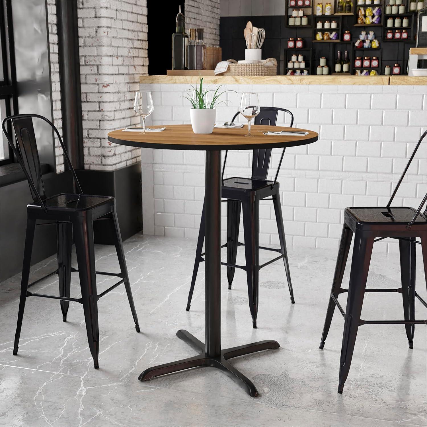 Flash Furniture Carrus Round Laminate Table Top with Height Table Base