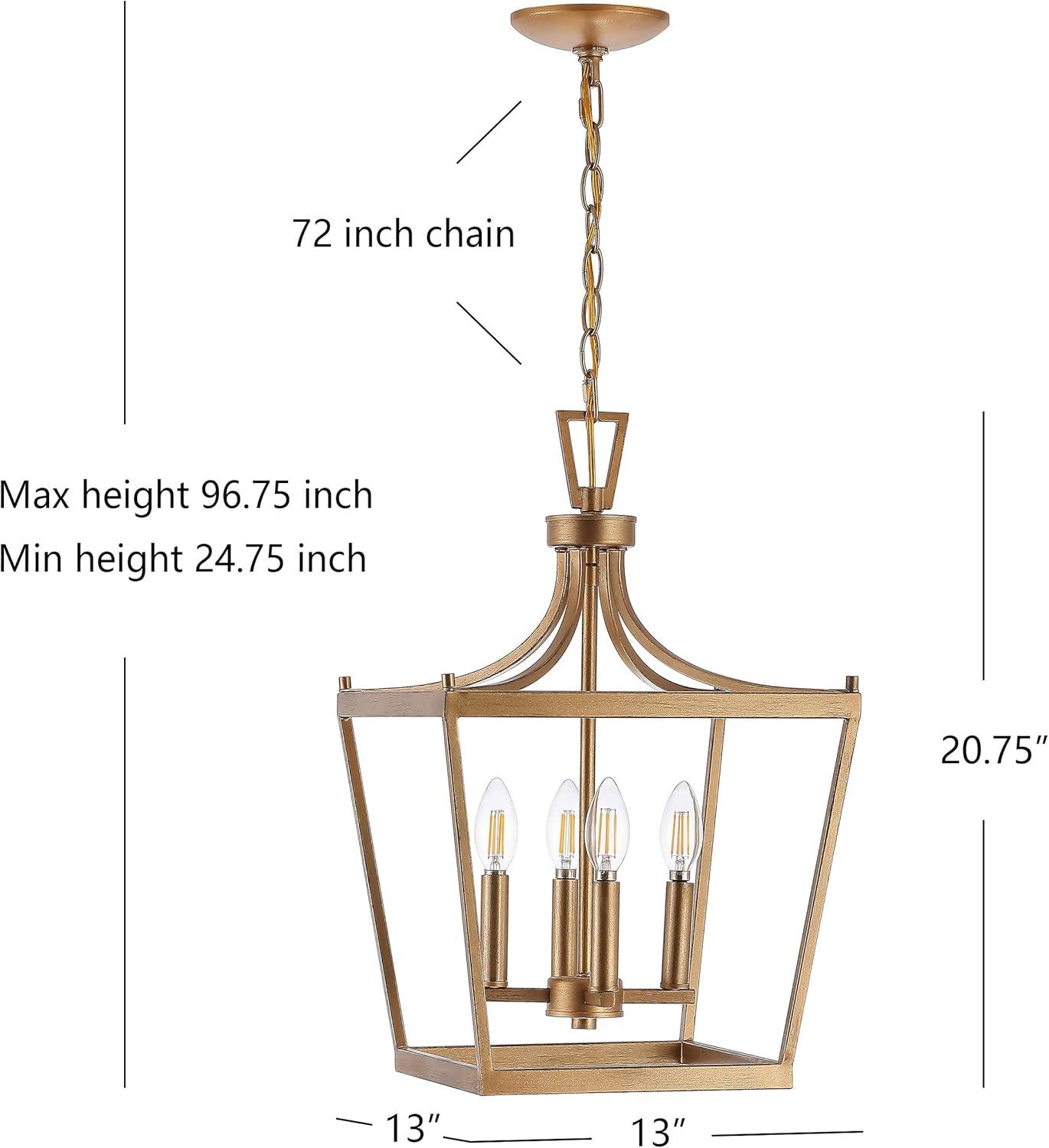 SAFAVIEH Nichi 4 Light Industrial Pendant, Gold Painted