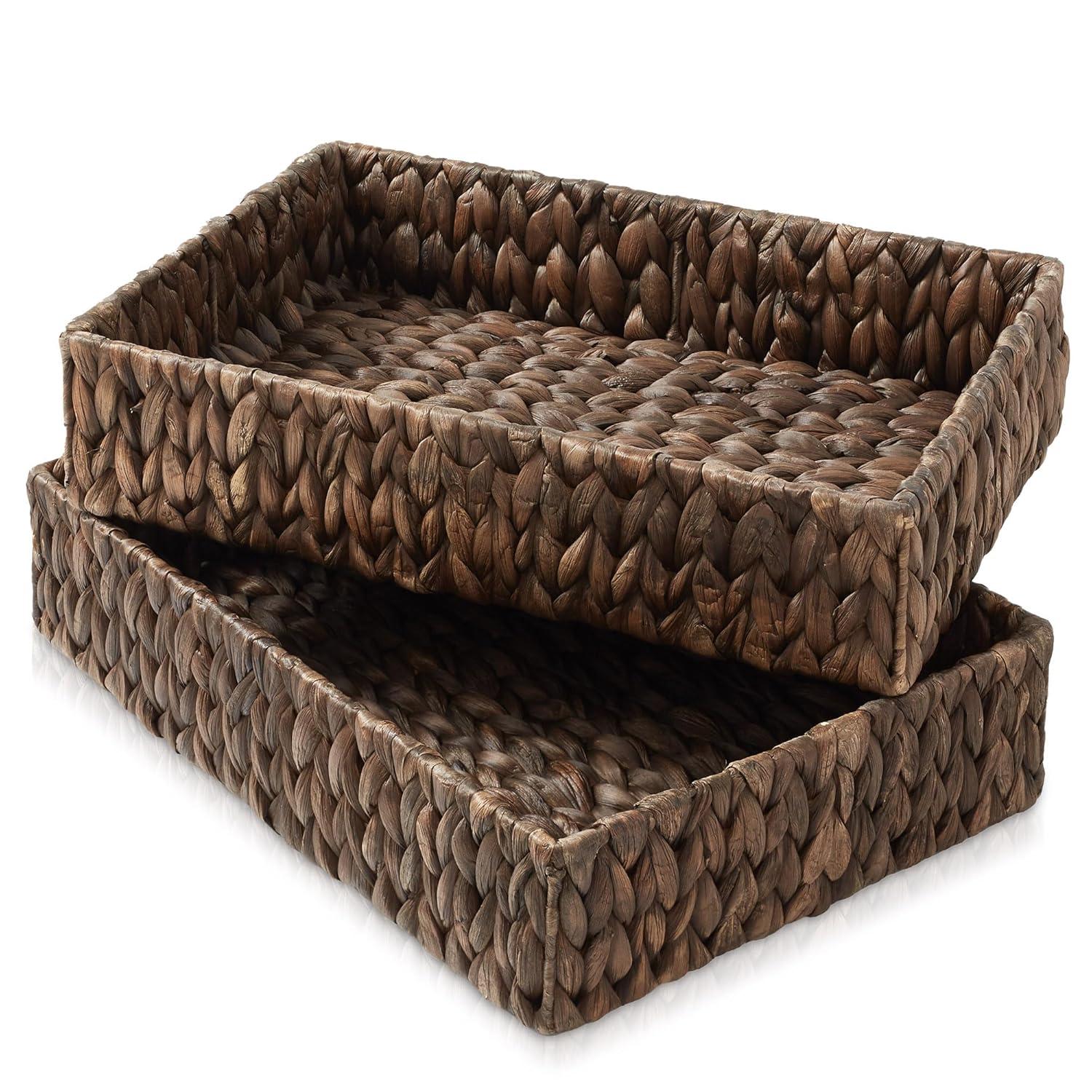 Casafield Casafield Bathroom Storage Baskets, Water Hyacinth Toilet Tank Topper Bins (Set of 2)