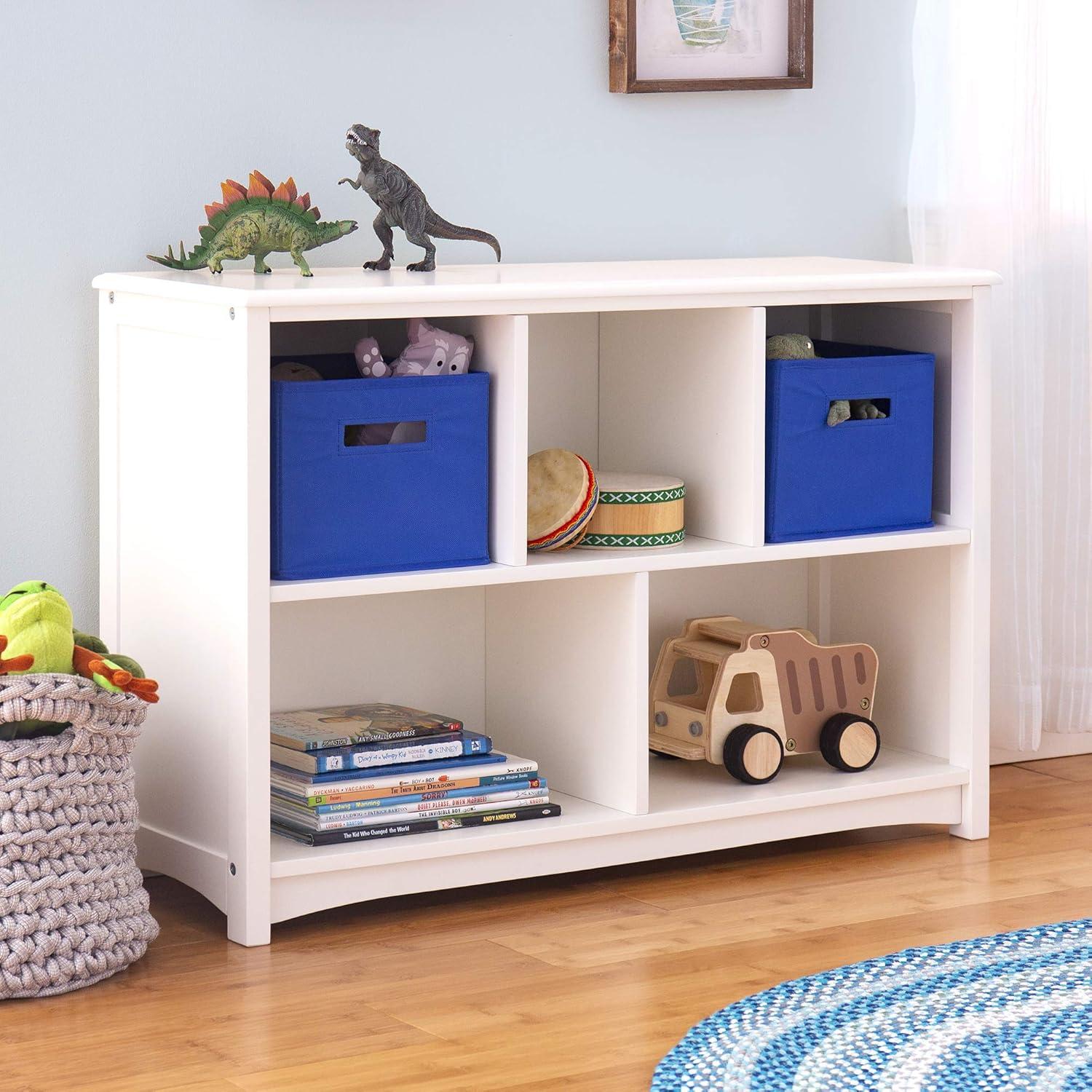 Classic White Adjustable Kids Bookshelf with Cubes