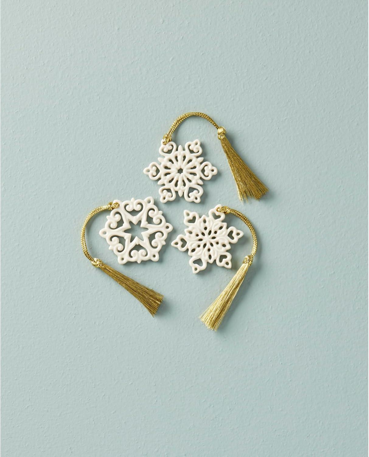 Lenox Mini Snowflake 3-Piece Ornament Set, 0.15 LB, Ivory