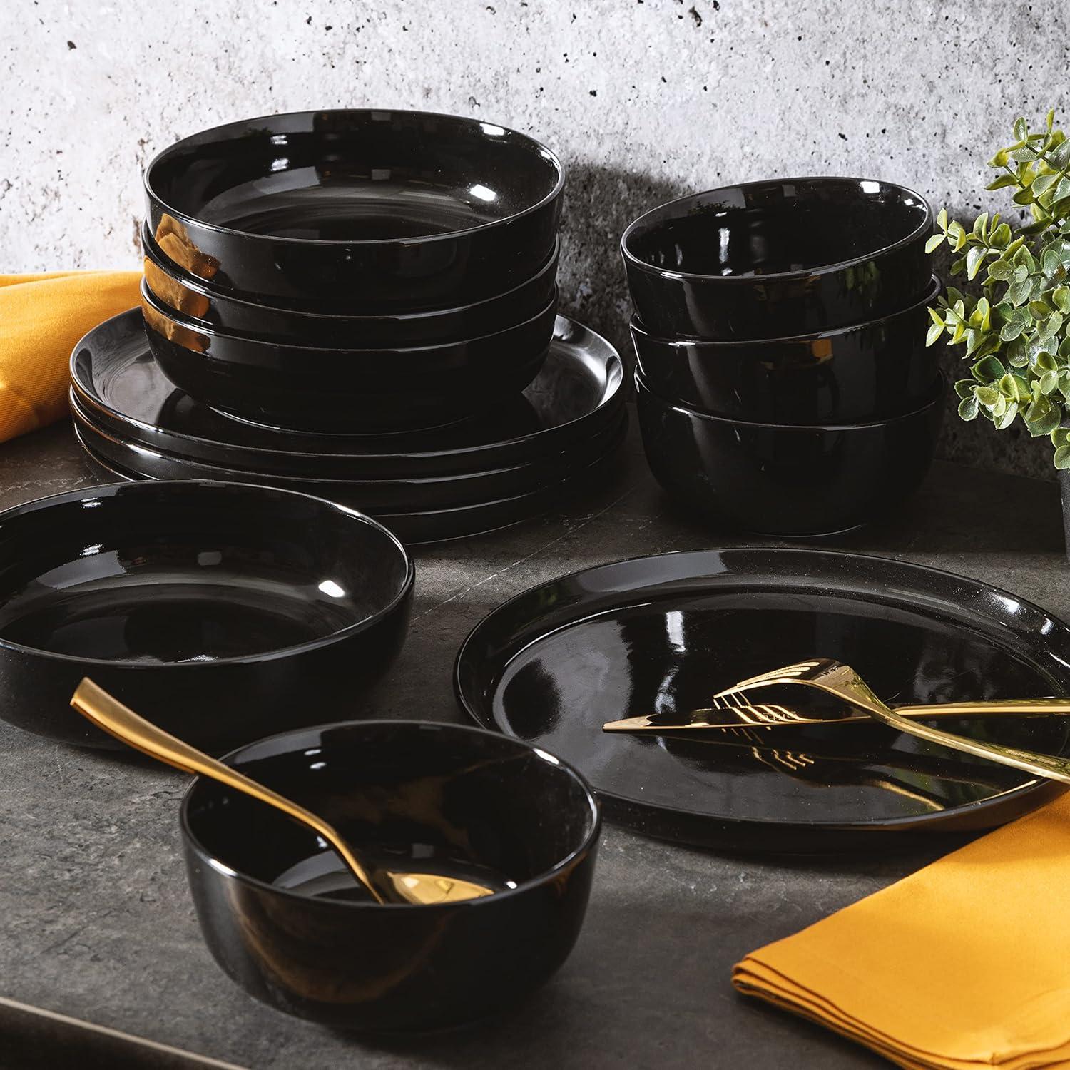 Gibson Home Oslo 12-Piece Porcelain Double Bowl Dinnerware Set