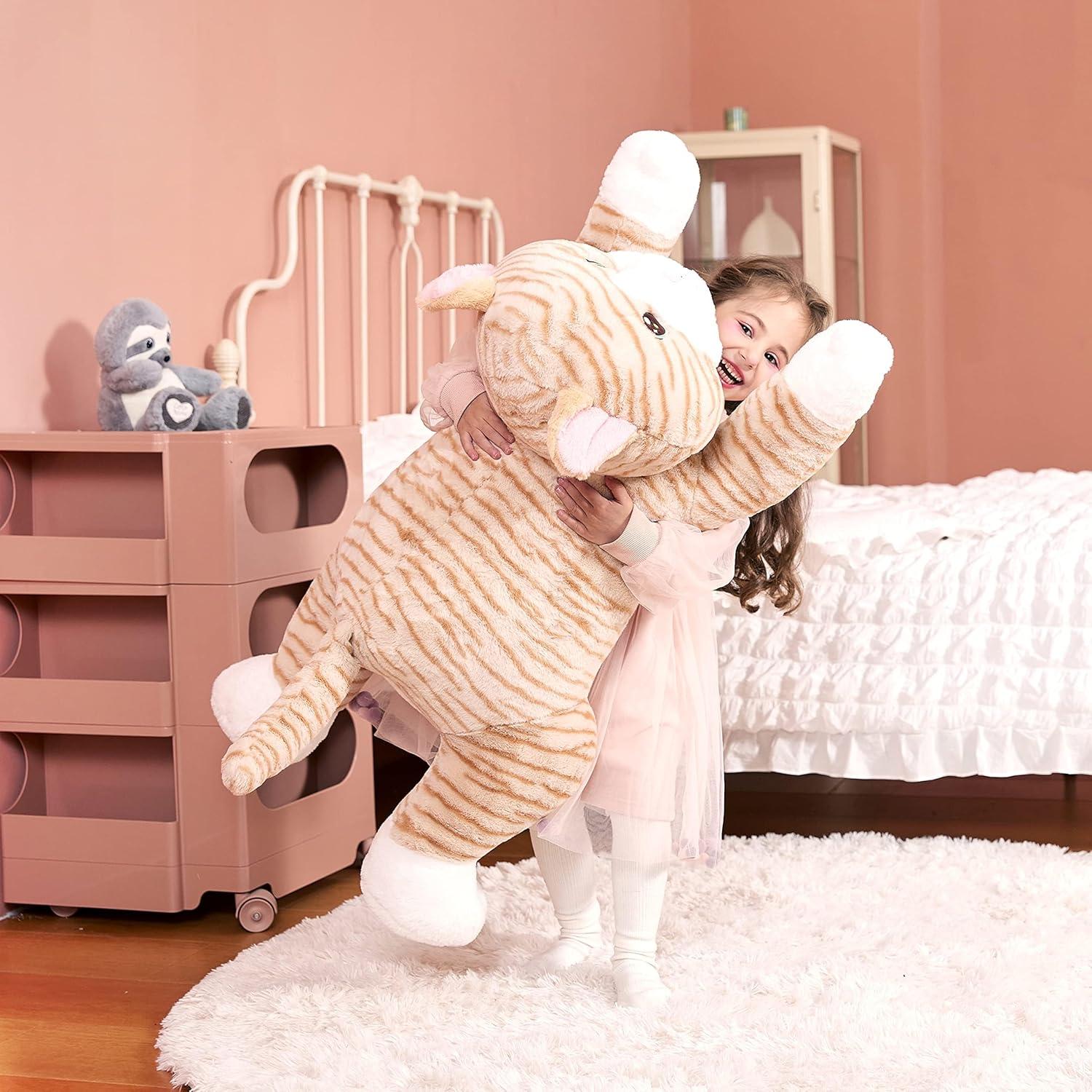 IKASA Giant Cat Stuffed Animal Plush Toy,Large Jumbo Kitten 30" Orange Huge Cute Soft Toys,Big Size Plushy Fluffy Fat Oversized Plushie,Gifts for Kids Girls Boys Girlfriend Children