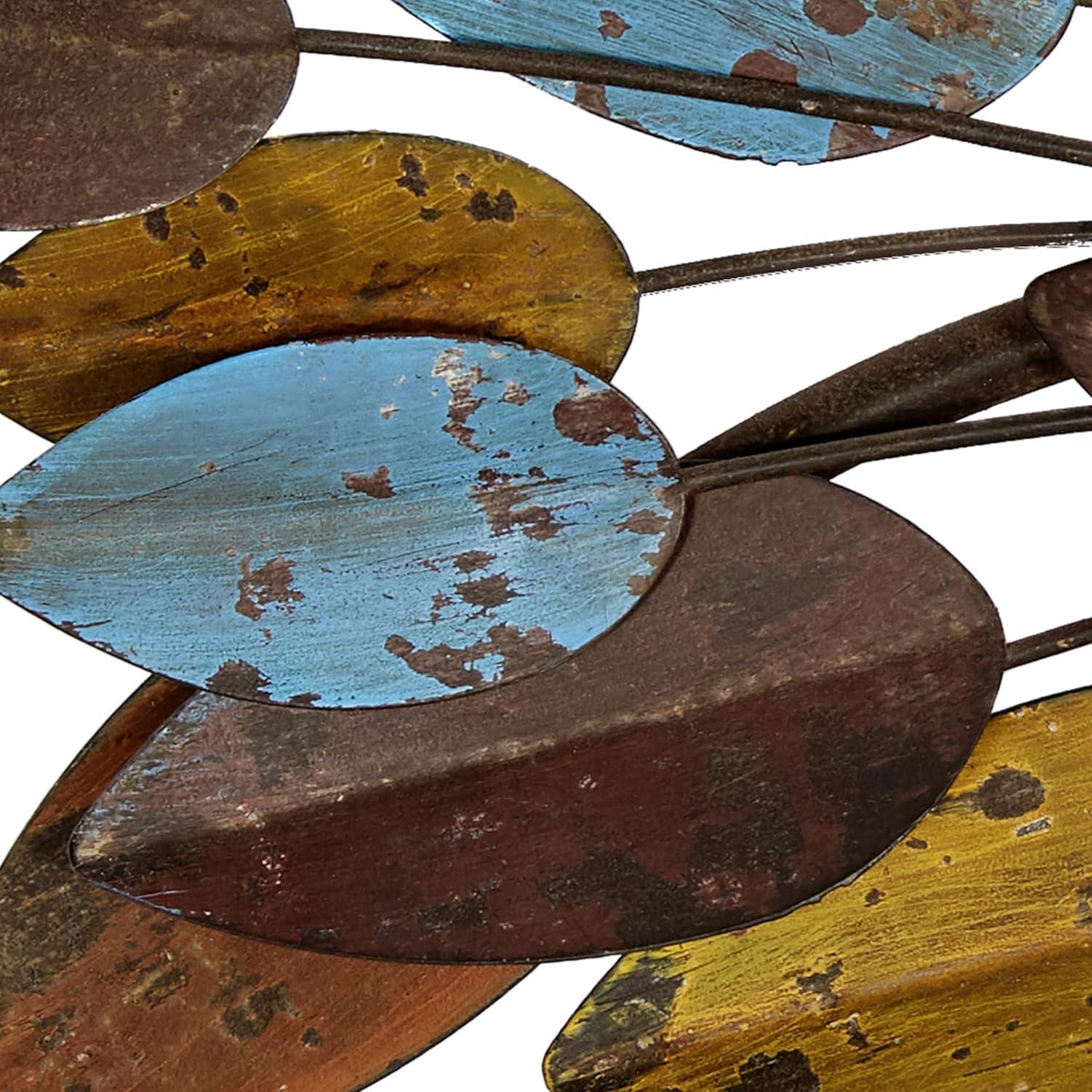 DecMode Multi Colored Metal Leaf Wall Decor