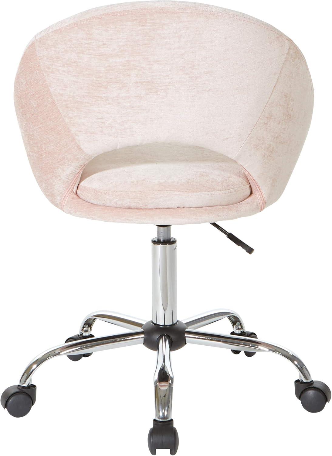 Blush Chrome Adjustable Swivel Office Chair with Padded Seat