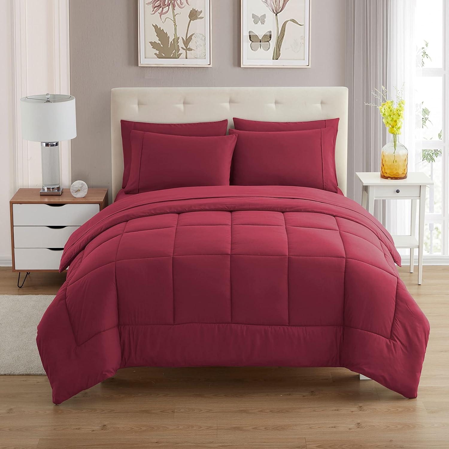 All Season Bed-in-A-Bag Solid Color Comforter & Sheet Set Ultra Soft Bedding by Sweet Home Collection®