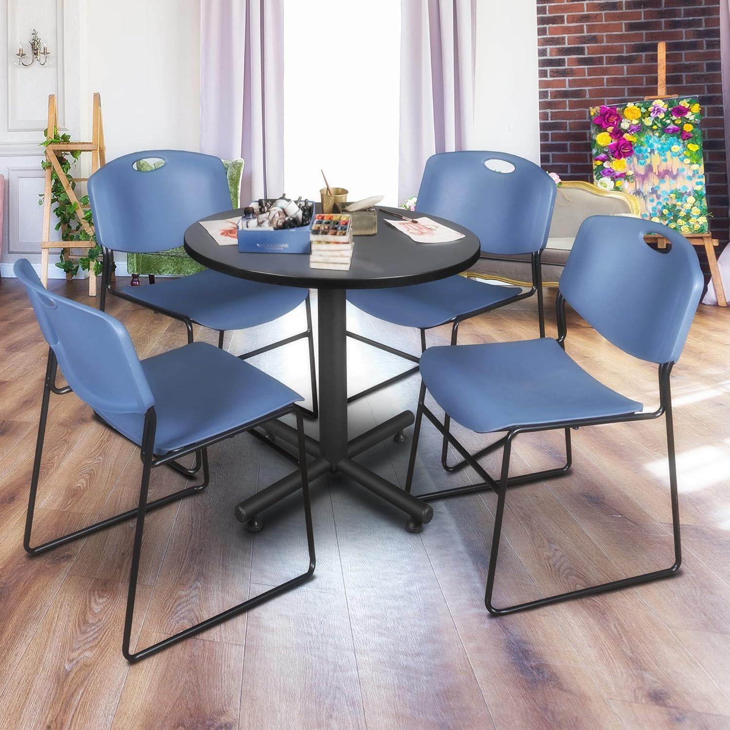 Elevare 30" Round Grey Melamine and Metal Modern Dining Table