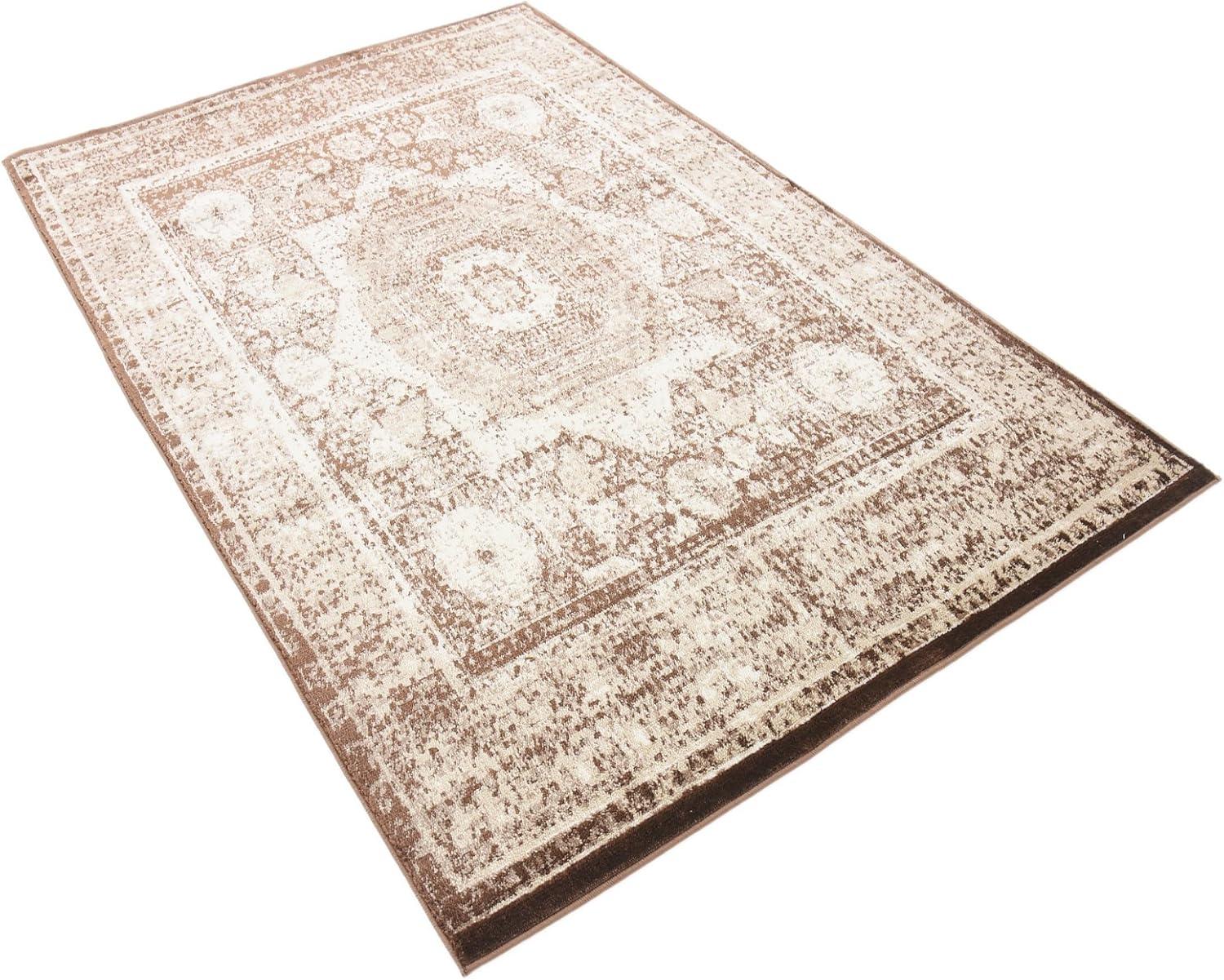 Unique Loom Imperial Collection Area Rug - Lygos (4' 1" x 6' 1" Rectangle Chocolate Brown/Beige)