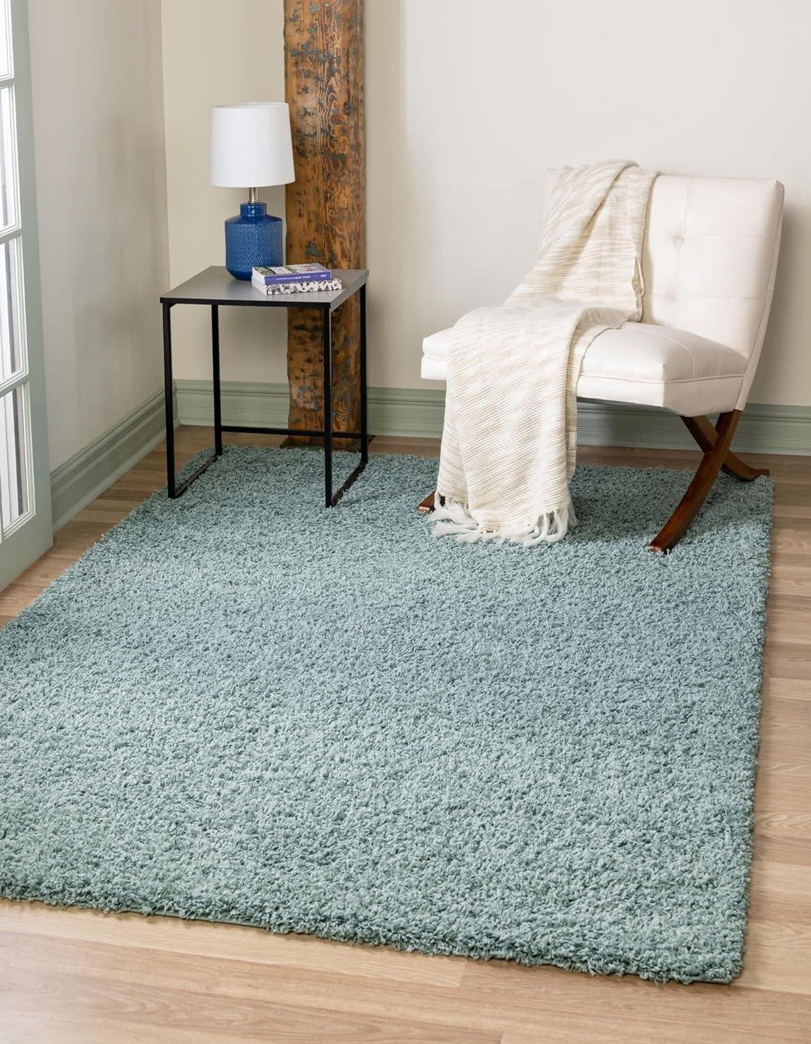 4' x 6' Light Slate Blue Shag Synthetic Area Rug