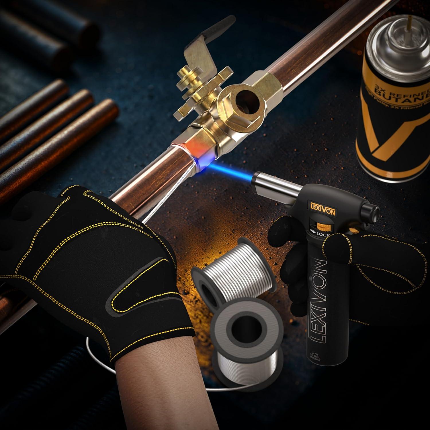 Compact Black Aluminum Butane Torch Lighter with Adjustable Flame