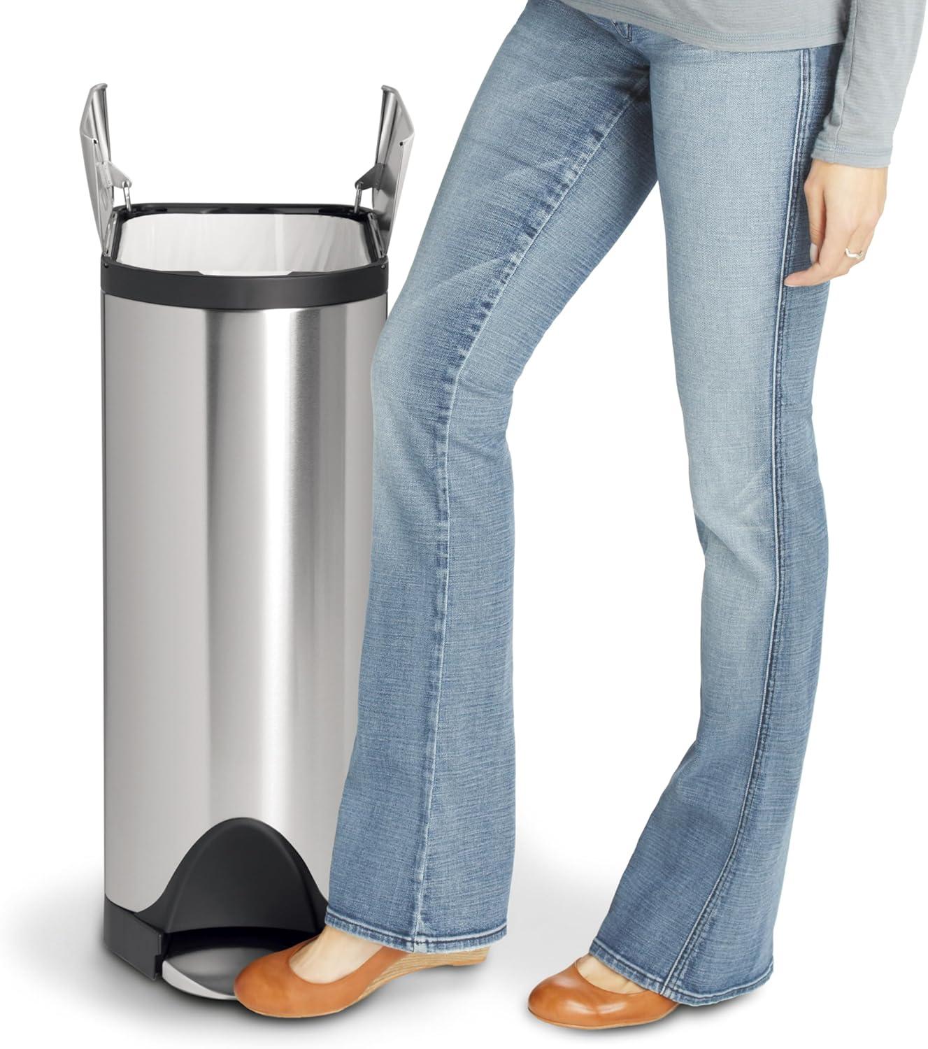 Simplehuman 45-Liter Brushed Stainless Steel Butterfly Step Trash Can