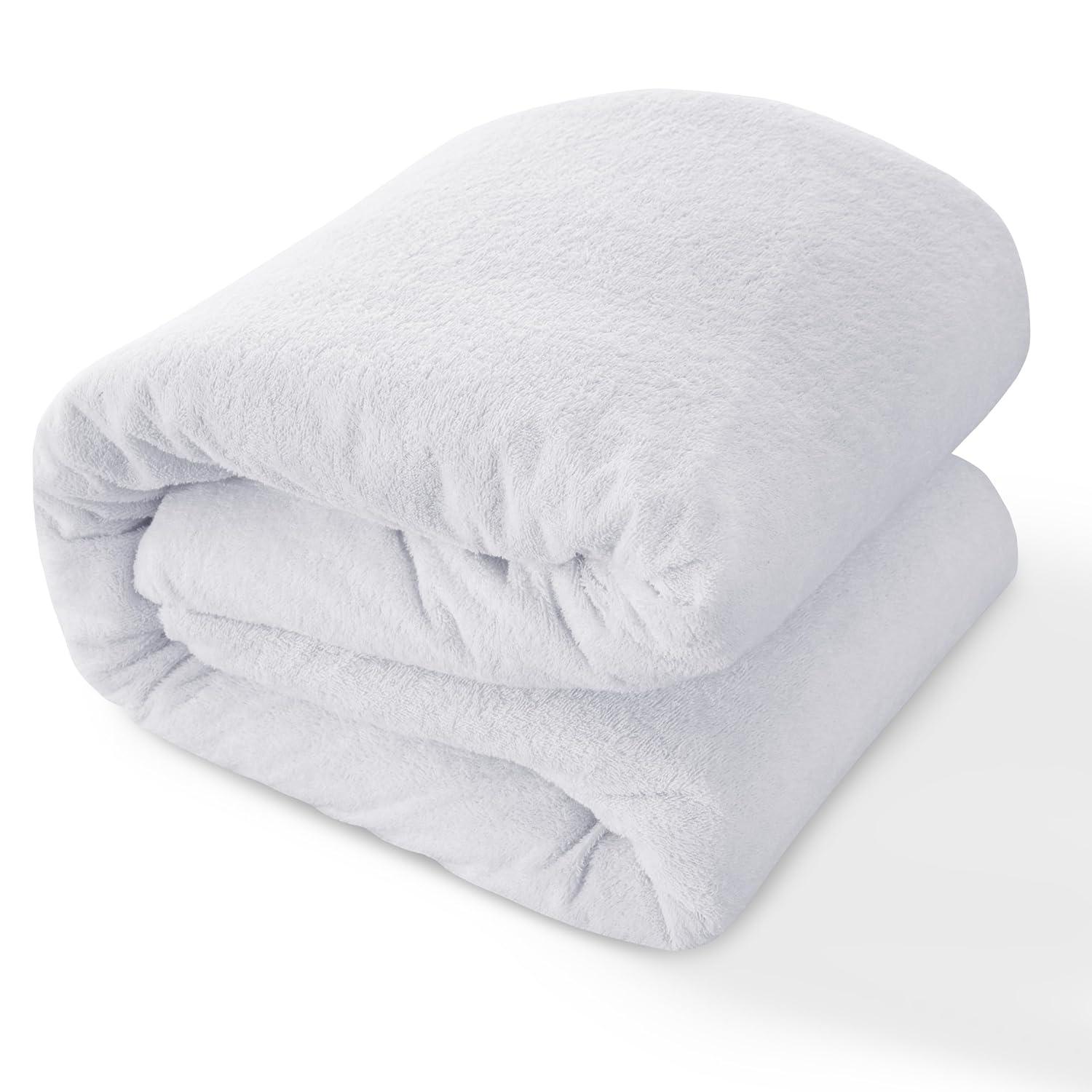 Lux Decor Collection Poly Cotton Terry Top Fitted Mattress Protector Waterproof Hypoallergenic