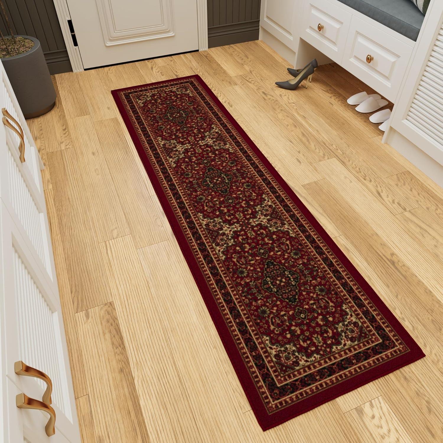 Ottohome Non-Slip Medallion Area Rug For Living Room, Hallway Runner, Entryway Rug, Seafoam Green