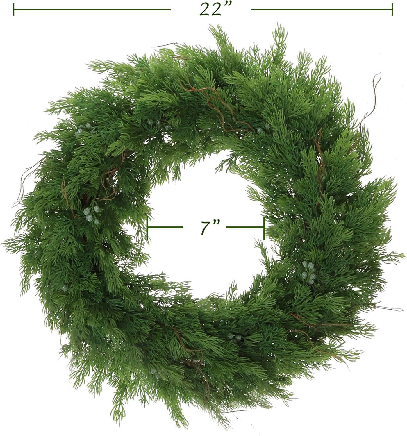 22-Inch Green Juniper and Brown Twig Christmas Wreath