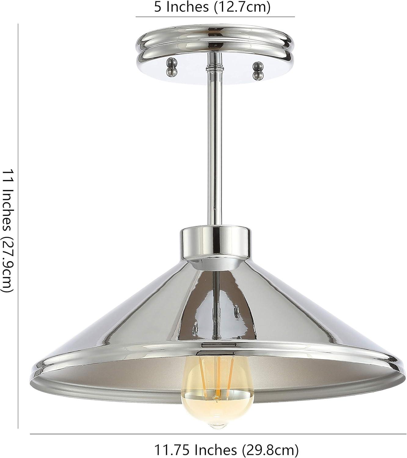 Cisco 11.75" Iron Modern Farmhouse LED Semi Flush Mount, Chrome