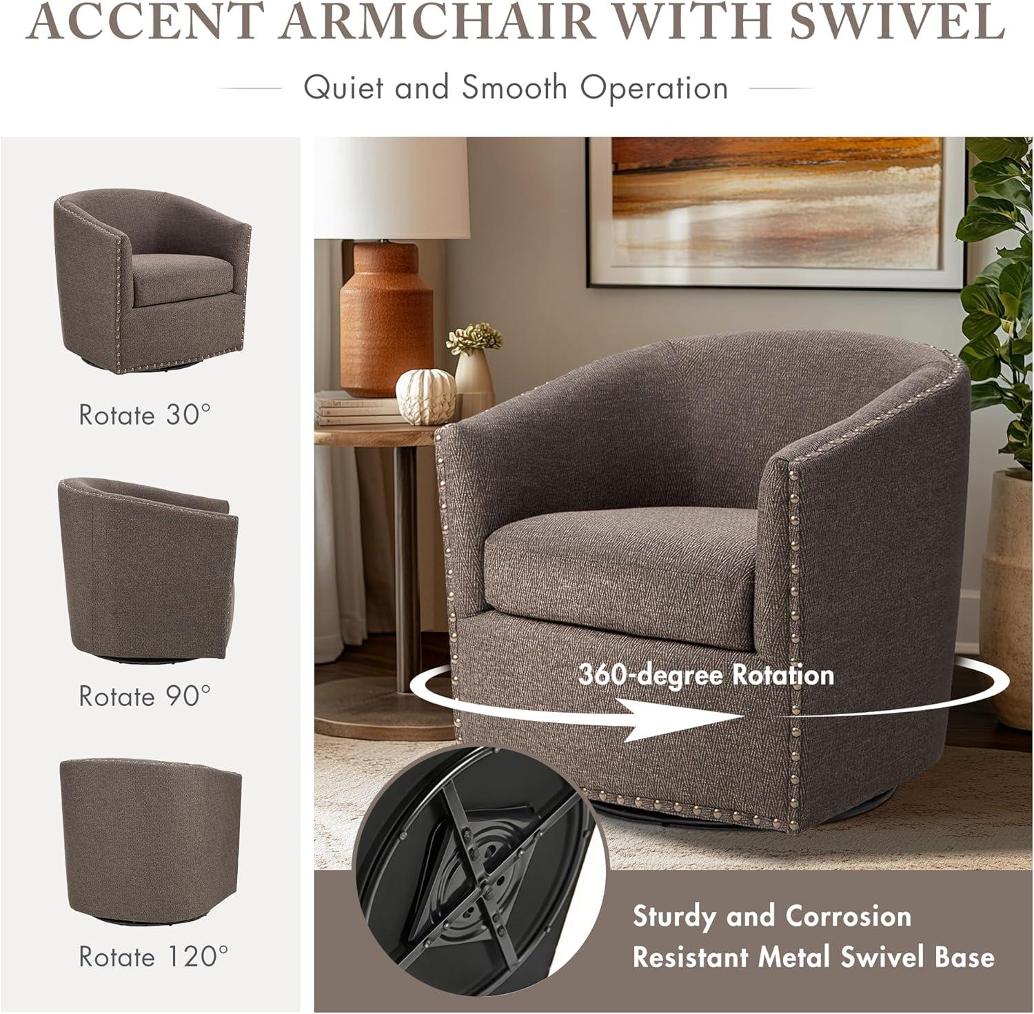 George Oliver Swivel Chair, Barrel Chair, Accent Chair, Living Room Single Chair