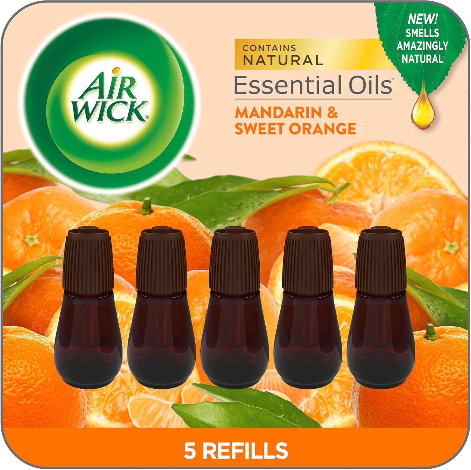 Air Wick Essential Mist Refill, 5 ct, Mandarin & Sweet Orange, Essential Oils Diffuser, Air Freshener