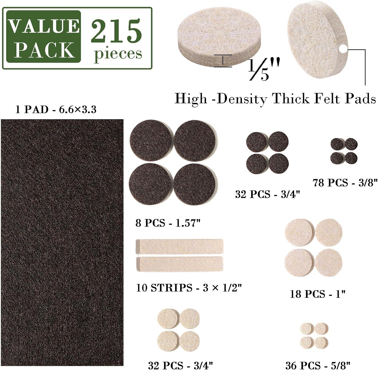 Fursafe&Q Felt Furniture Pads, Furniture Felt Pads for Hardwood Floors -Self Adhesive Chair Leg Floor Protectors, Protect from Nicks, Dents and Scratches, Chair Feet Protectors 136 Pcs Chair Feet