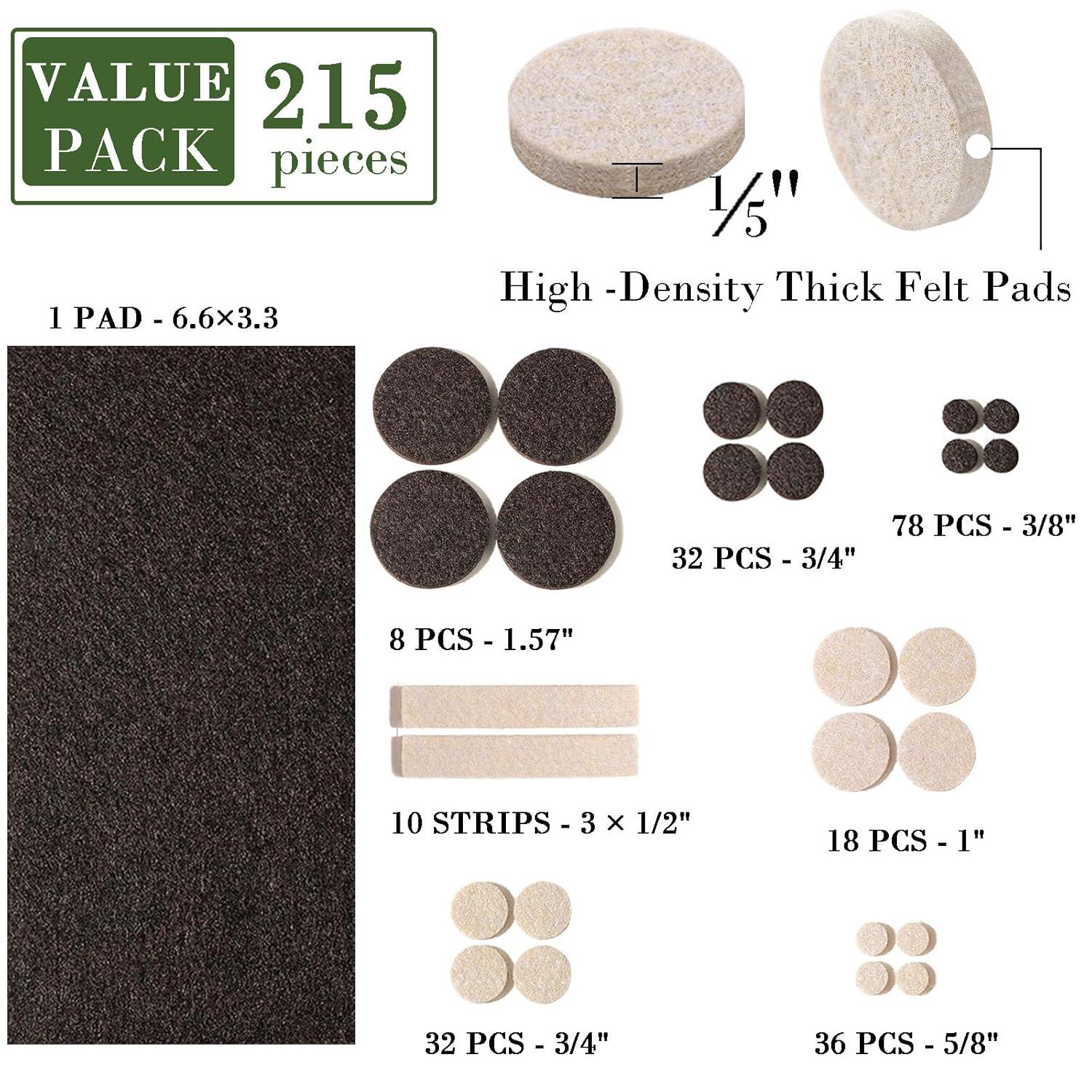 Fursafe&Q Felt Furniture Pads, Furniture Felt Pads for Hardwood Floors -Self Adhesive Chair Leg Floor Protectors, Protect from Nicks, Dents and Scratches, Chair Feet Protectors 136 Pcs Chair Feet