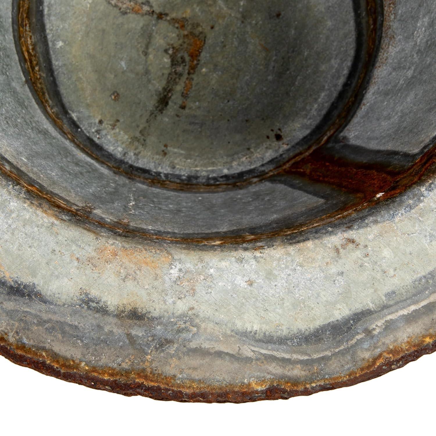 Distressed Zinc Finish Round Metal Footed Planter