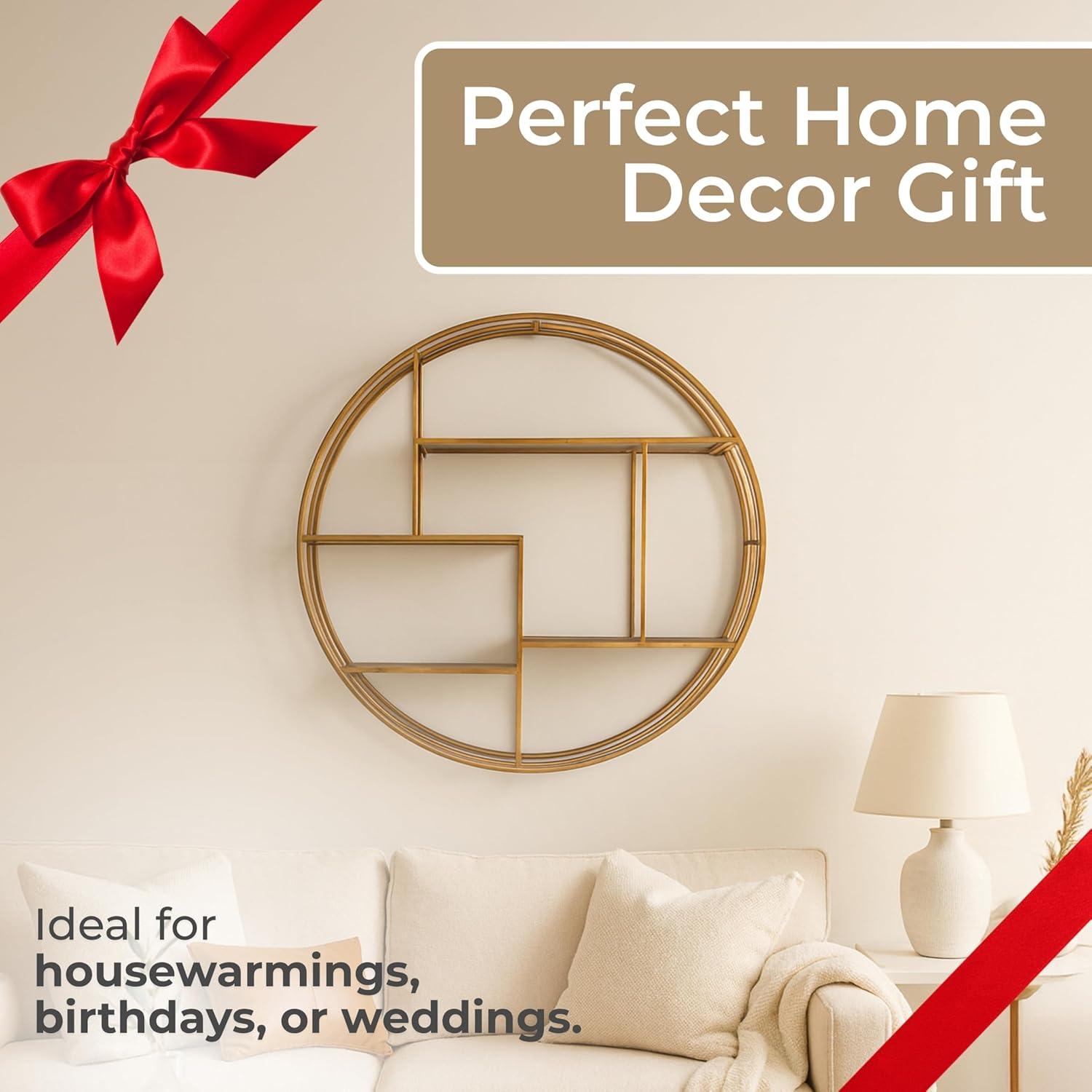 Sagebrook Home Kittle Modern Glam Iron and Wood Wall Storage Shelf