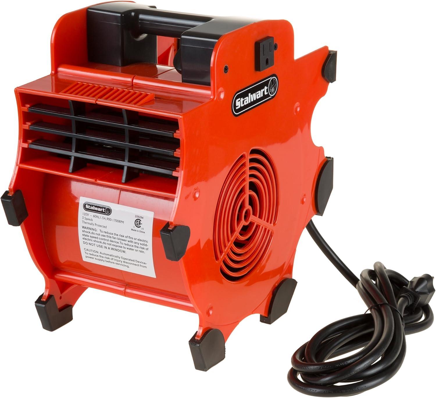 Stalwart Portable Adjustable Industrial Fan Blower - 3 Speed Heavy Duty Mechanics Floor and Carpet Dryer with 4 Different Angles (Red)