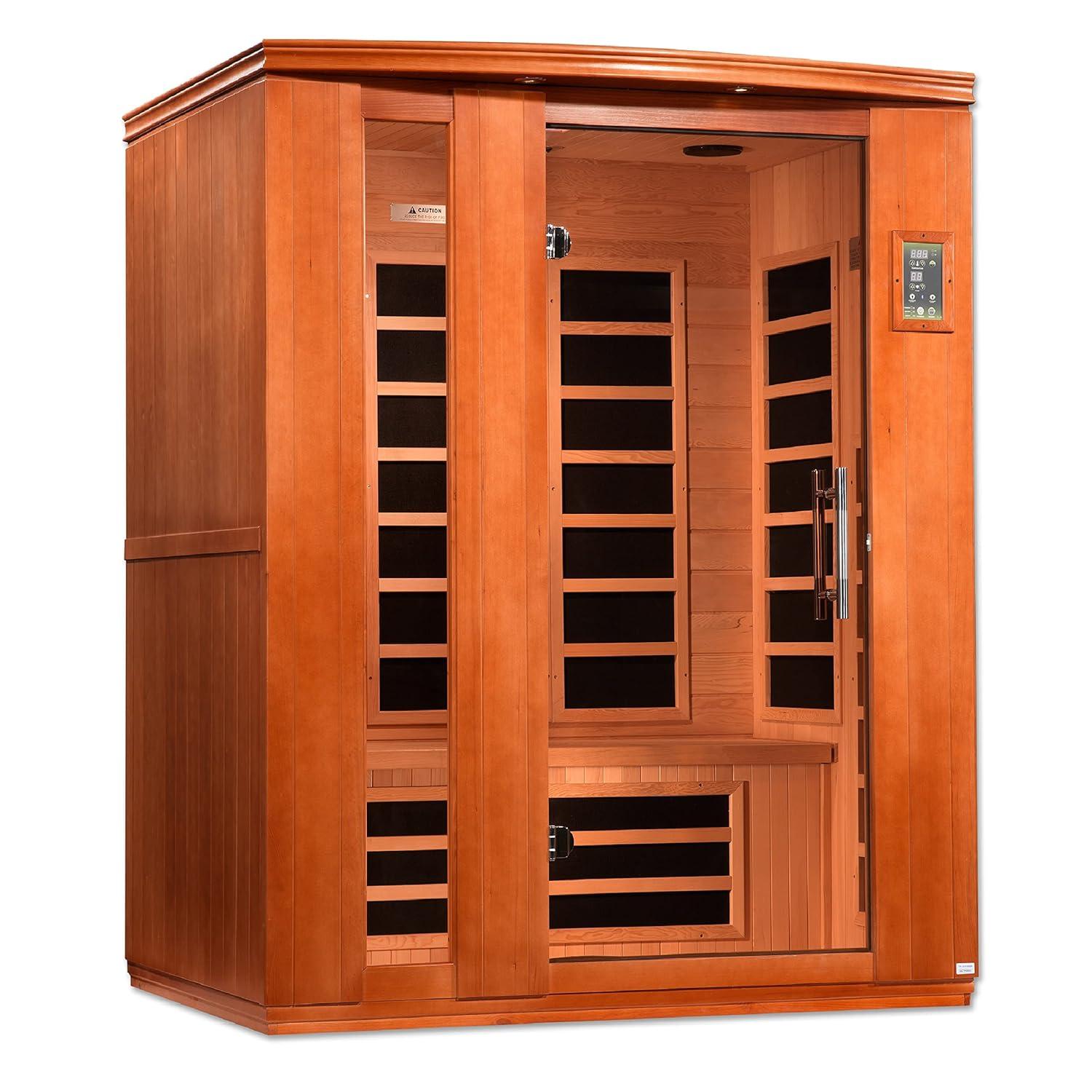 Dynamic Infrared Dynamic Infrared Lugano 3 - Person Bluetooth Compatible FAR Infrared Sauna with Remote Control in Hemlock