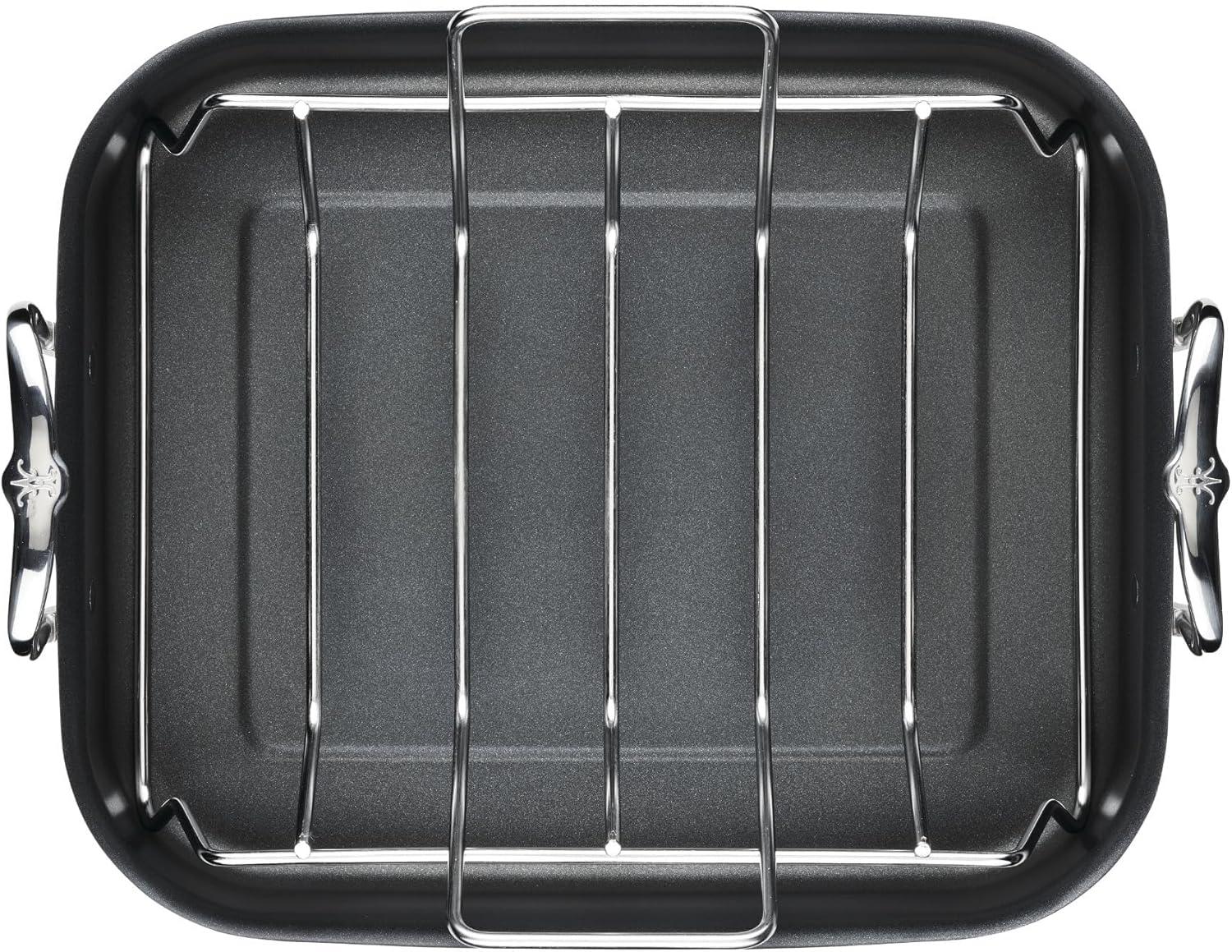 Hestan STAINLESS Provisions Nonstick Roaster with Rack, US 14.5-Inch