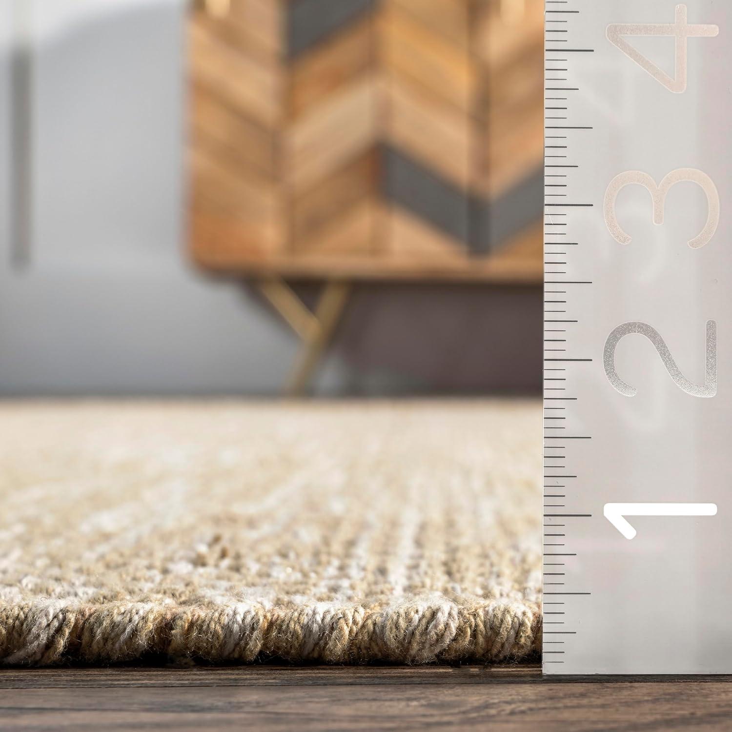 Handwoven Beige Cotton 5'x8' Farmhouse Area Rug