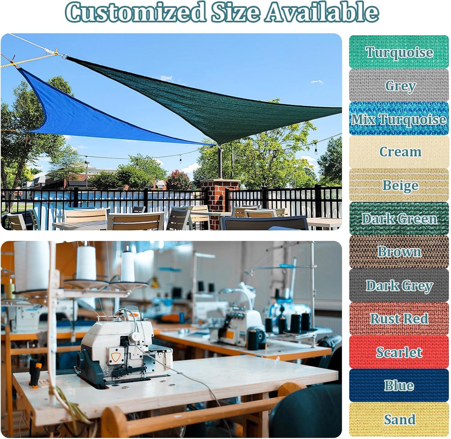 Light Grey Rectangular HDPE Sun Shade Sail Canopy 12'x16'