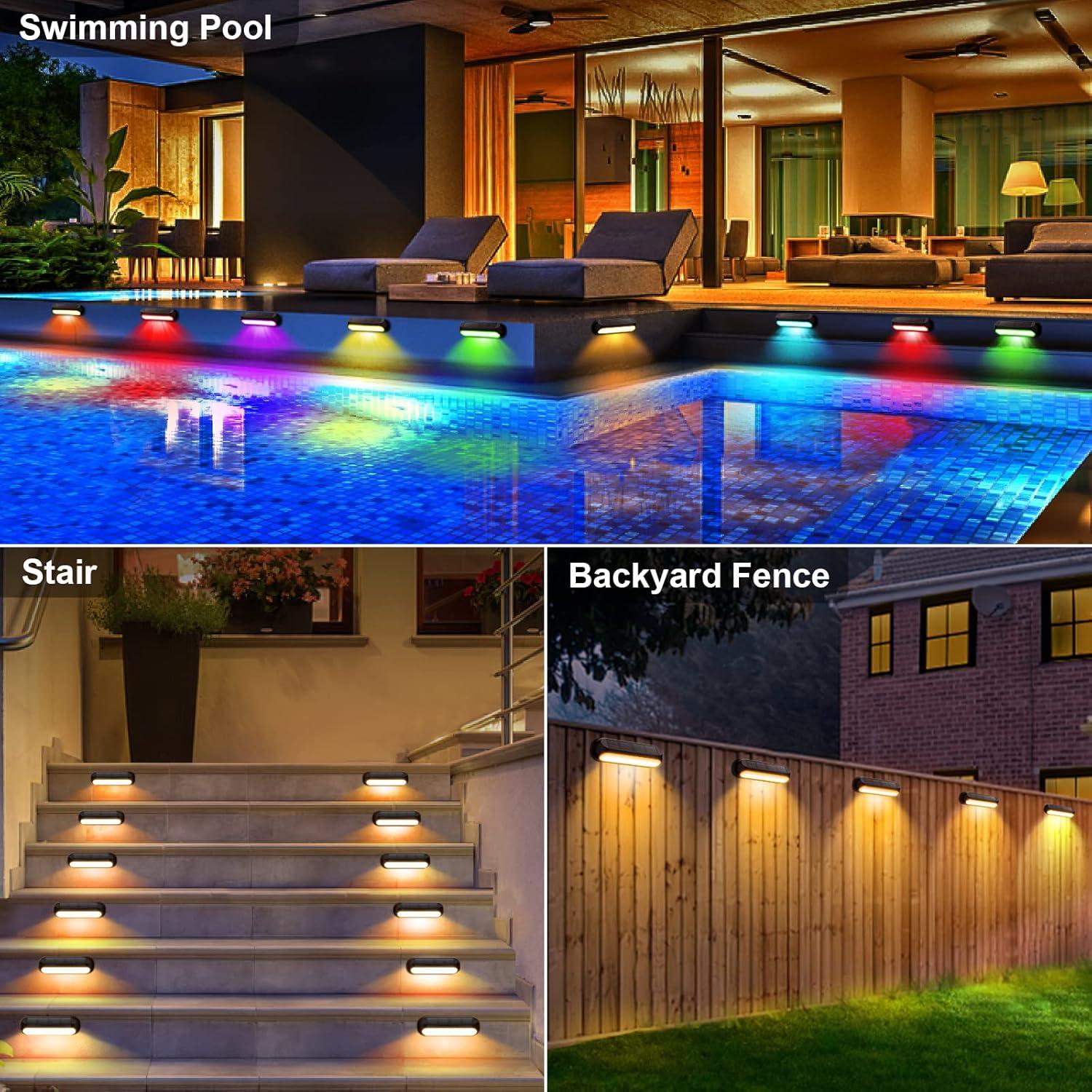 WdtPro Matte Black Solar Powered Integrated LED Step Light Kit (Set of 8)