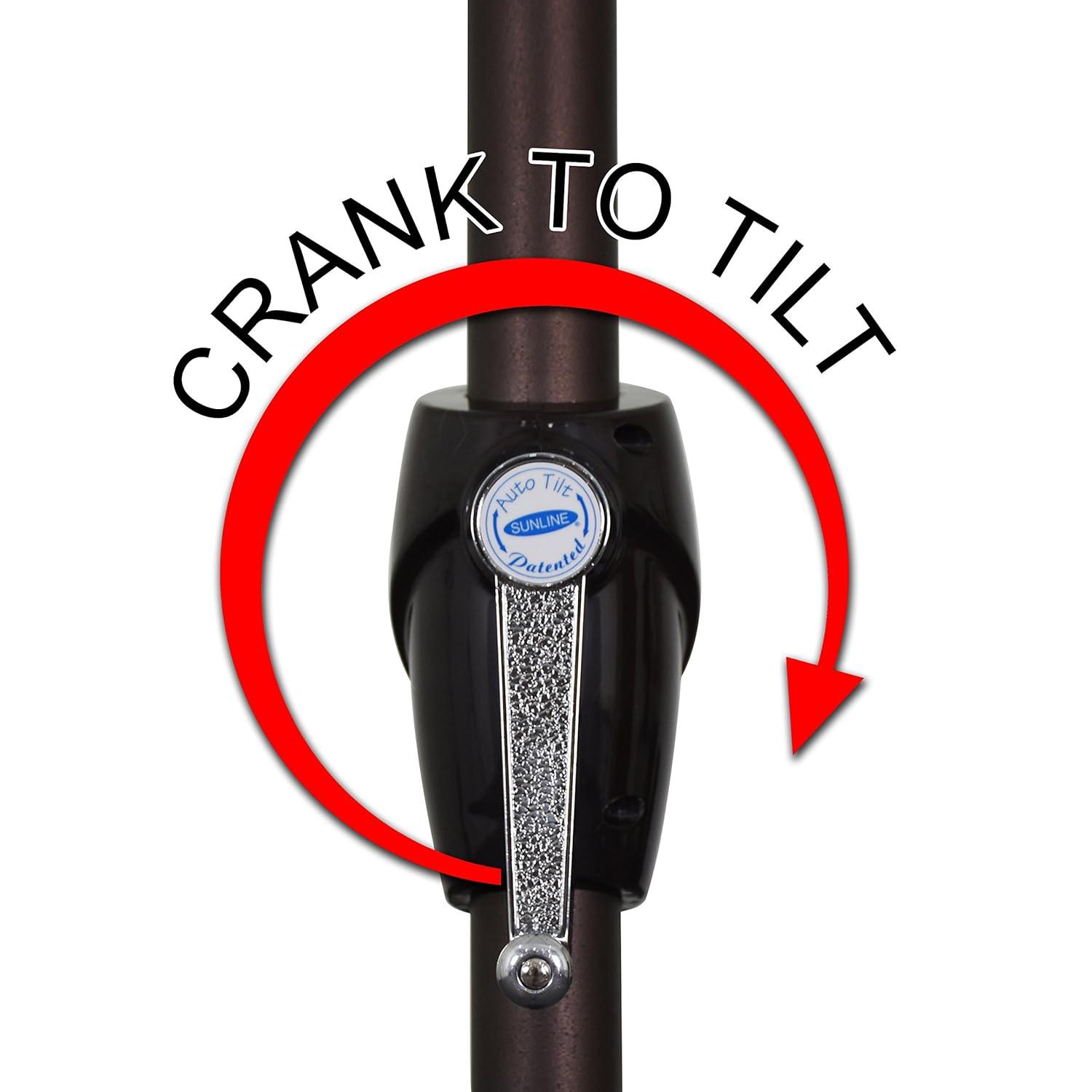 California Umbrella 9' Rd Sunbrella Aluminum Patio Umbrella, Crank Lift, Auto Tilt, Bronze Pole, Antique Beige